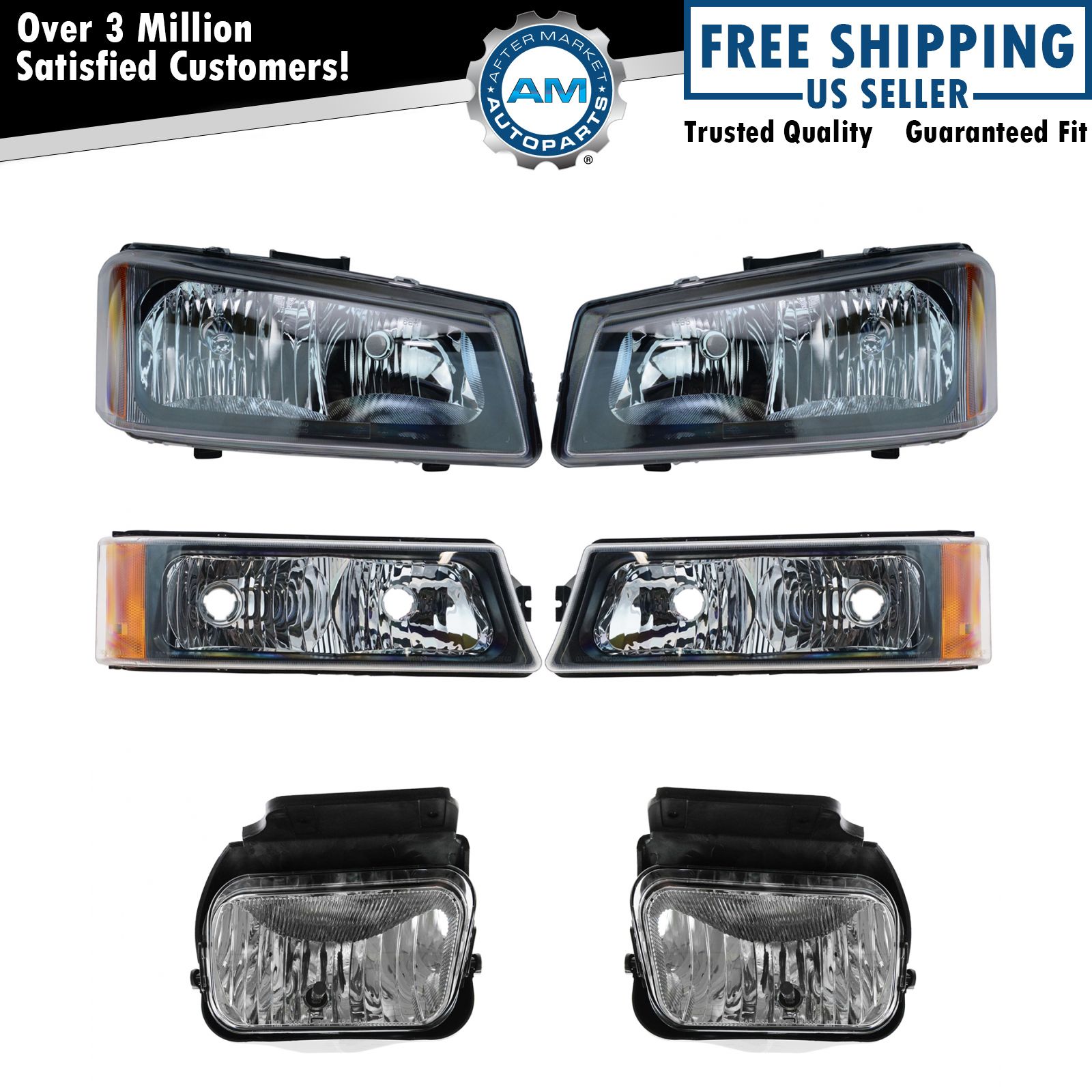 Headlight Parking Fog Driving Light Lamp Lh Rh Set Of For Chevy