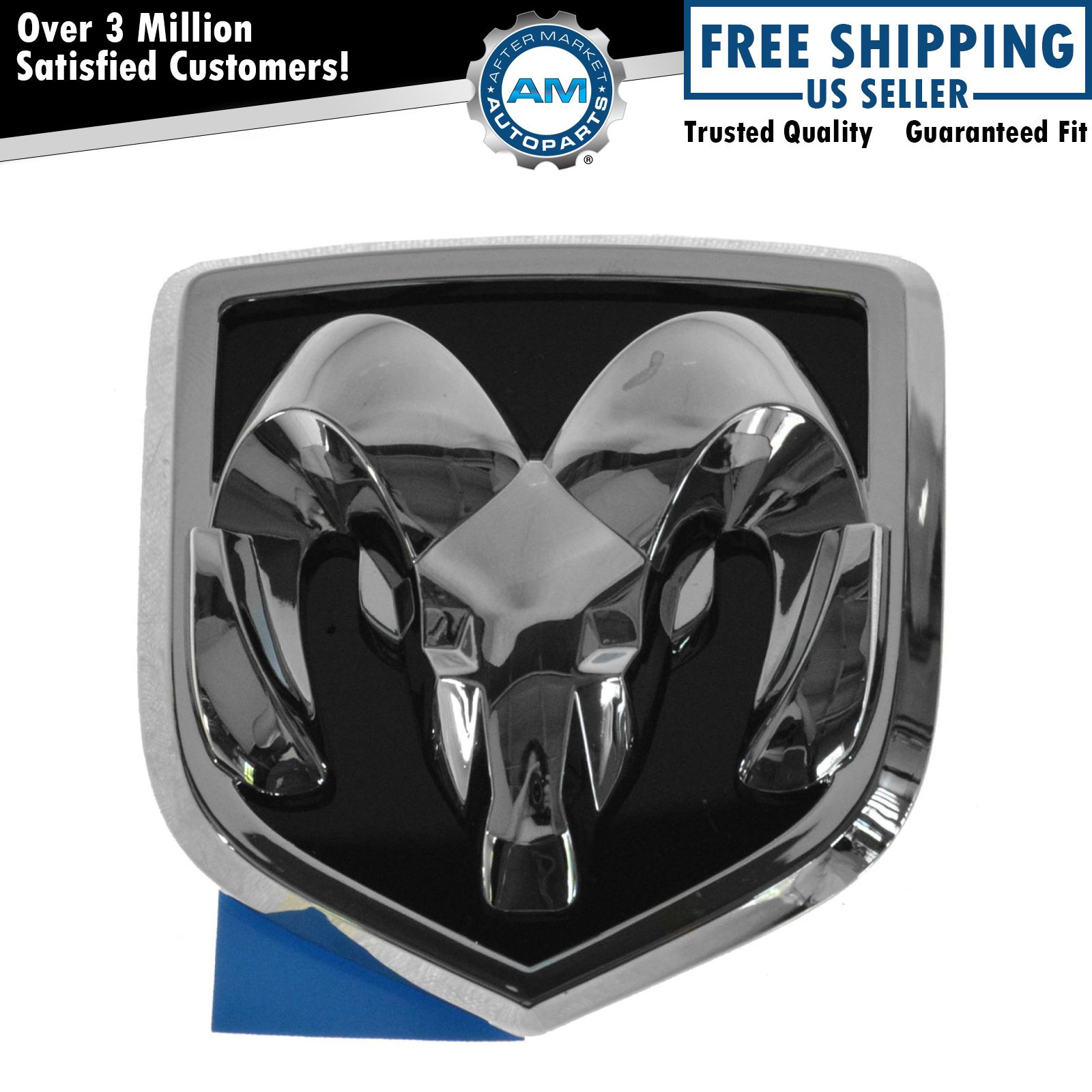 MOPAR Ram Head Grille Emblem Chrome & Black Front for 0409 Dodge