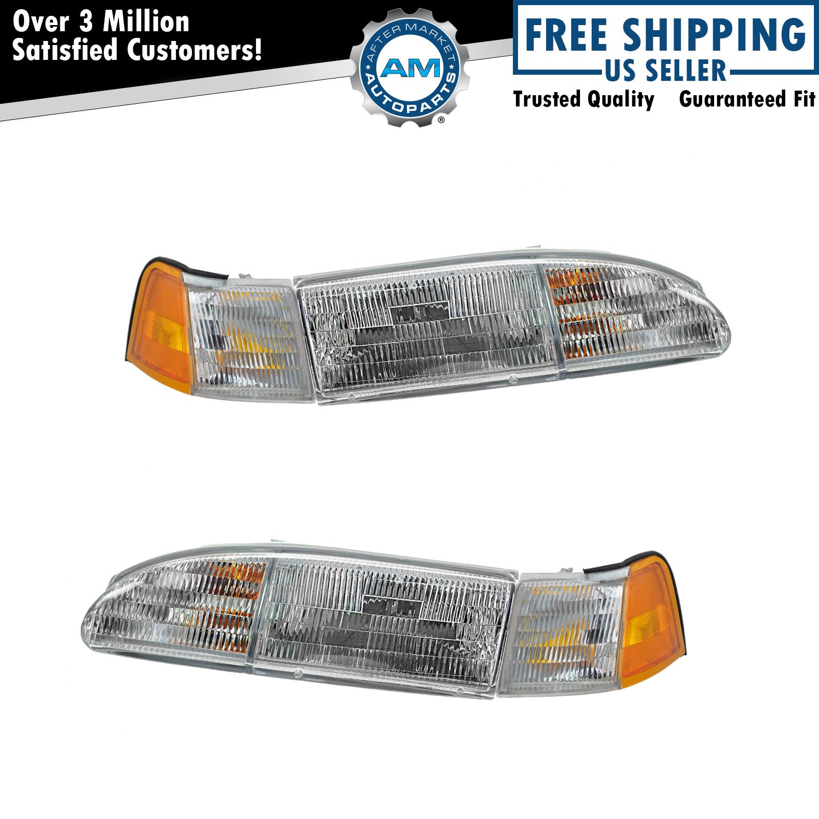 Headlight Headlamp Corner Light Lamp Kit Set Of 4 For 94 95 Ford