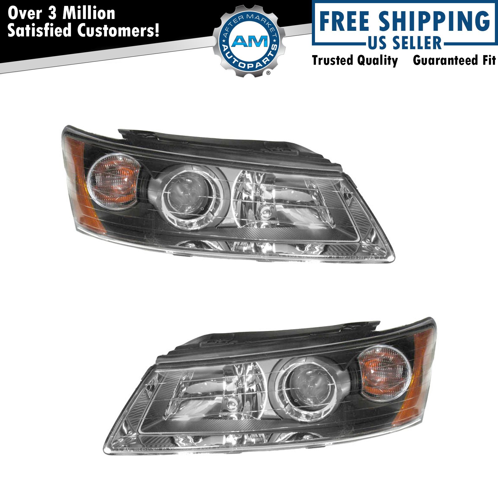 Headlights Headlamps Left Right Pair Set For Hyundai Sonata Ebay