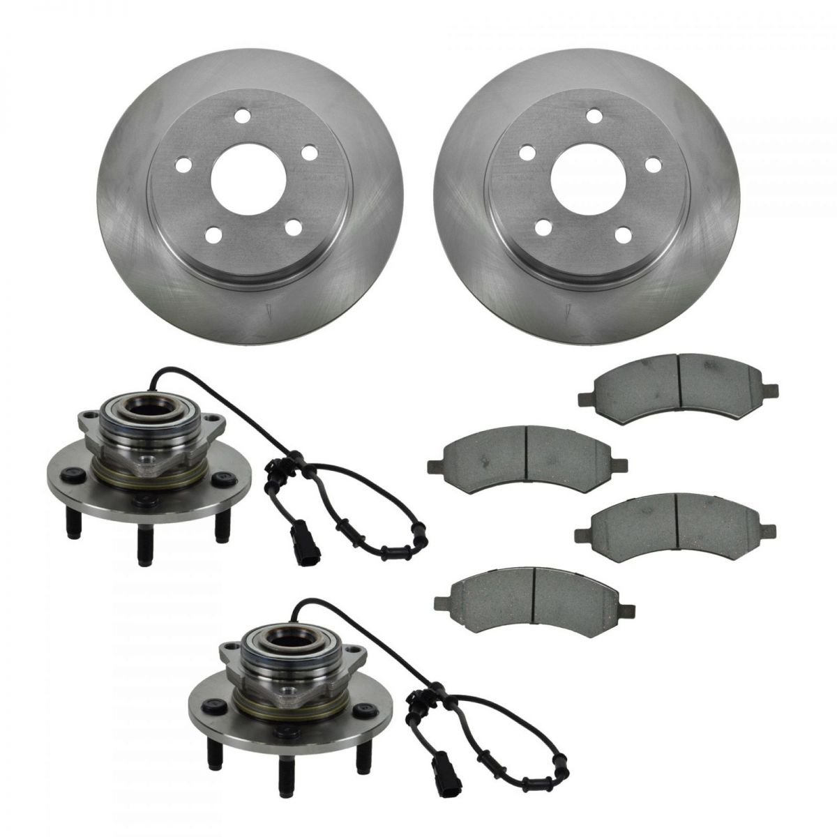 Wheel Hub Ceramic Brake Pad Rotor Front Kit for 2006 Dodge RAM 1500 4