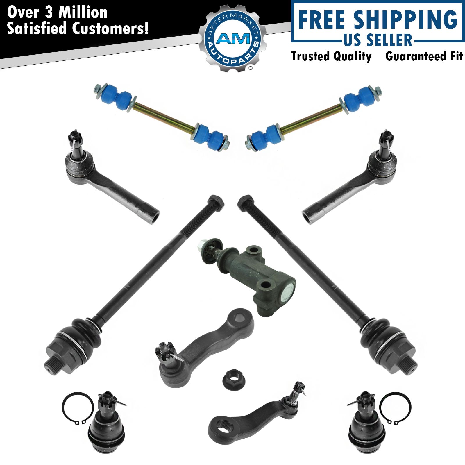 Tie Rod End Pitman Idler Arm Ball Joint Sway Link 11 Piece Suspension ...