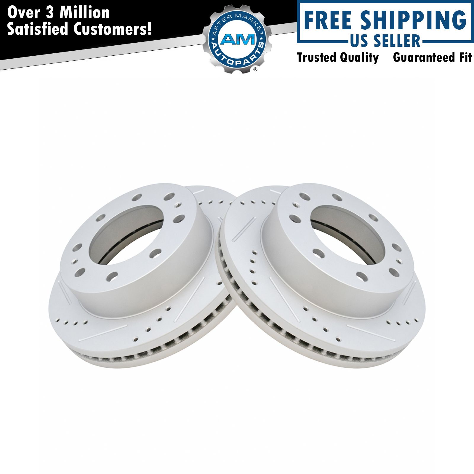 Performance Drilled Slotted Front Coated Brake Rotor Pair for GMC Truck
