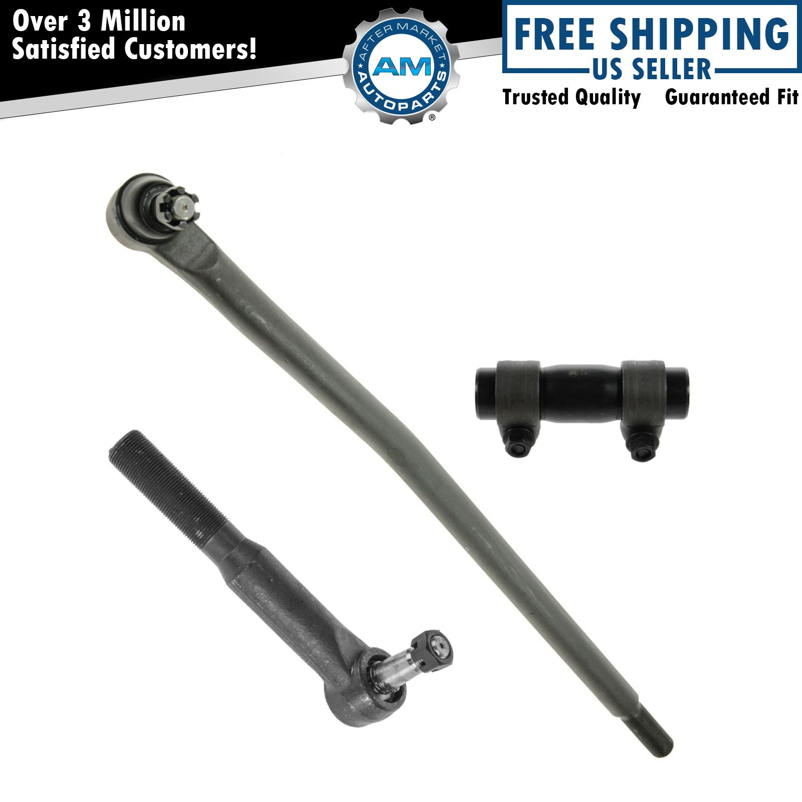 Steering Kit 3 Piece Set Drag Link Tie Rod Adjusting Sleeve Pitman Arm
