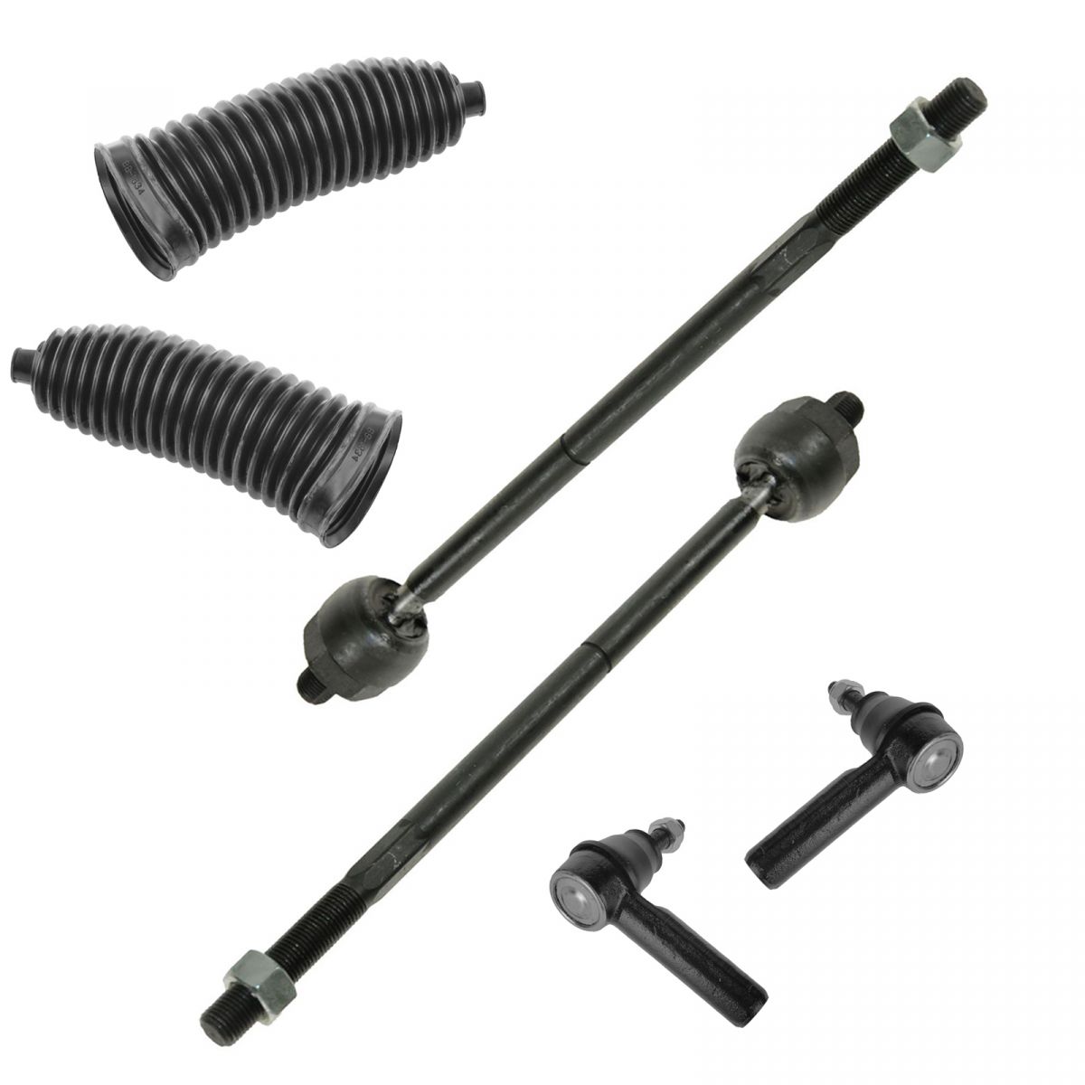 6 Piece Steering Kit Outer & Inner Tie Rod Ends w/ Bellows for Ford