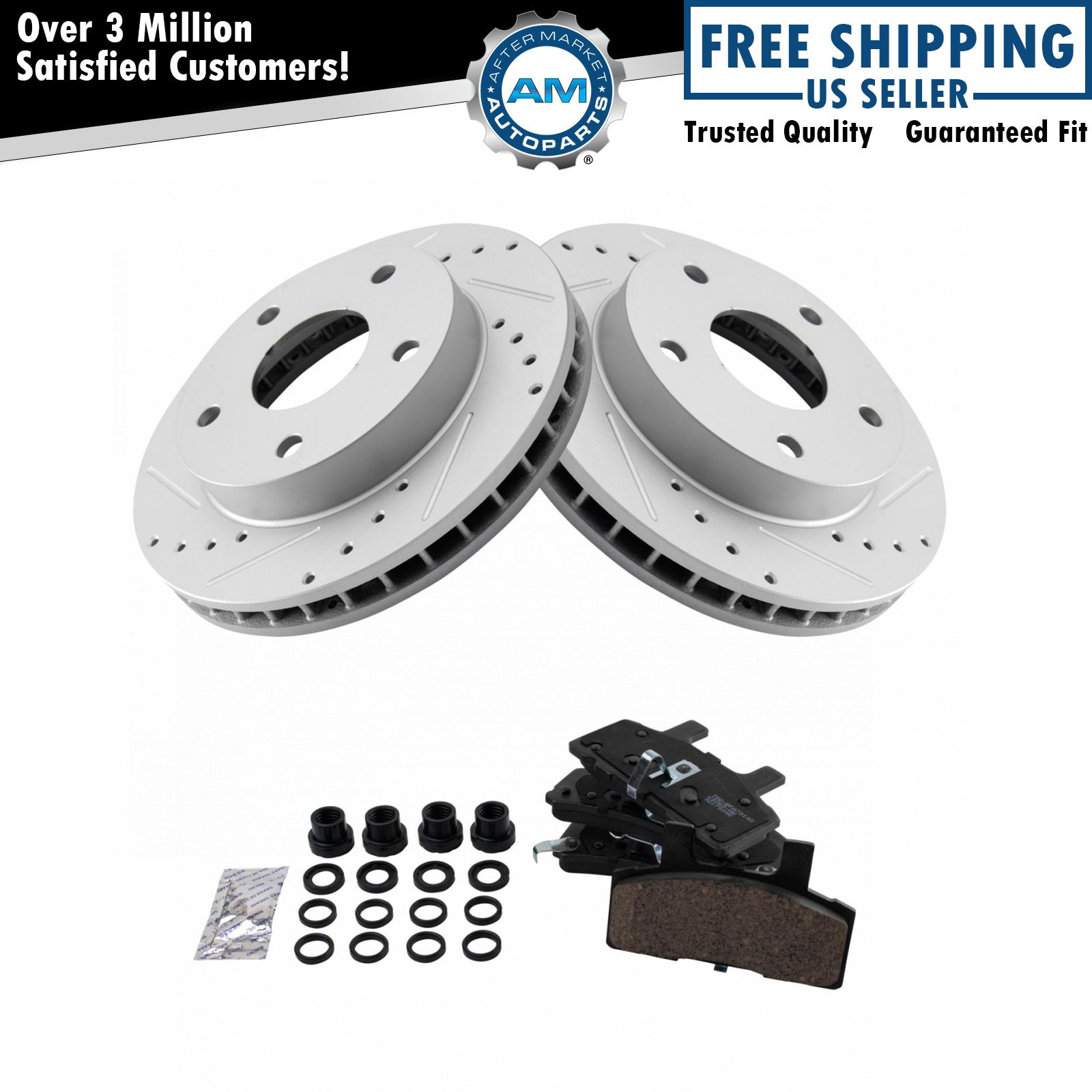 Power Sport Cross Drilled Slotted Brake Rotors and Ceramic Brake