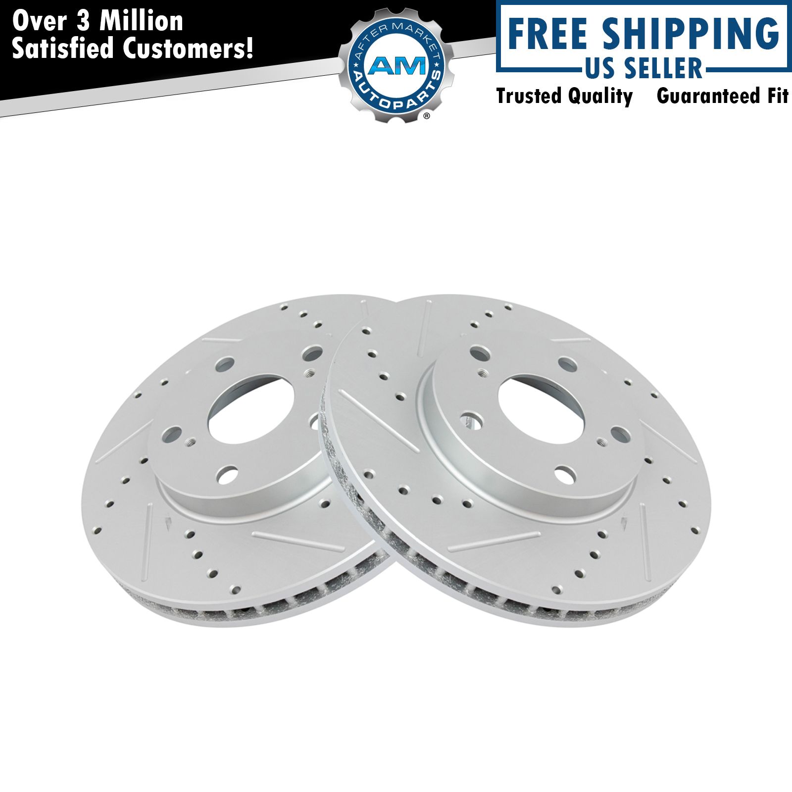 Performance Brake Rotor Drilled & Slotted Front Coated Pair for Toyota