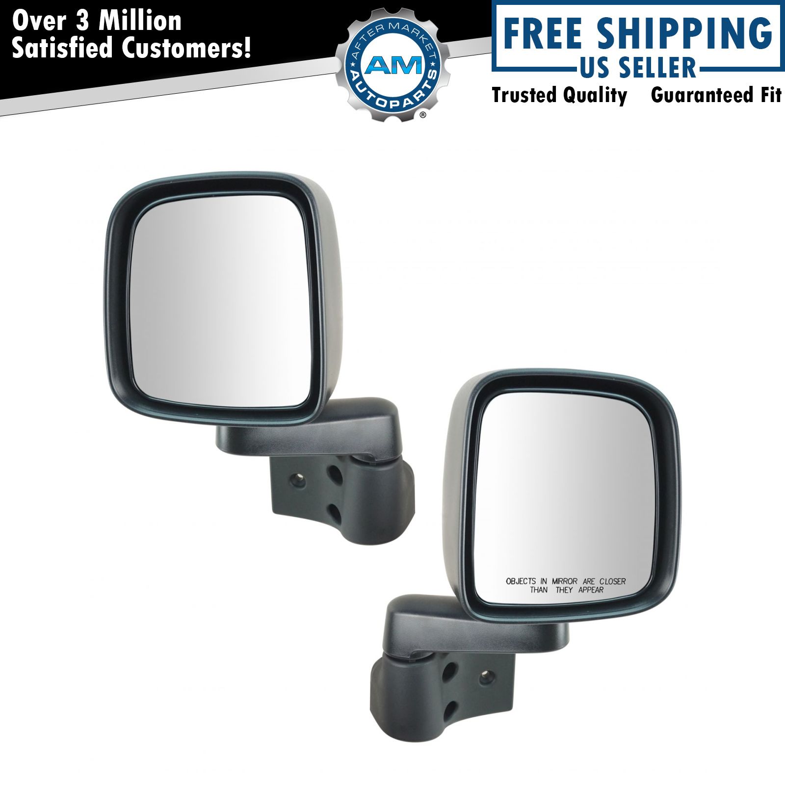Manual Side View Mirrors Folding Pair Set NEW for 03-06 Jeep Wrangler