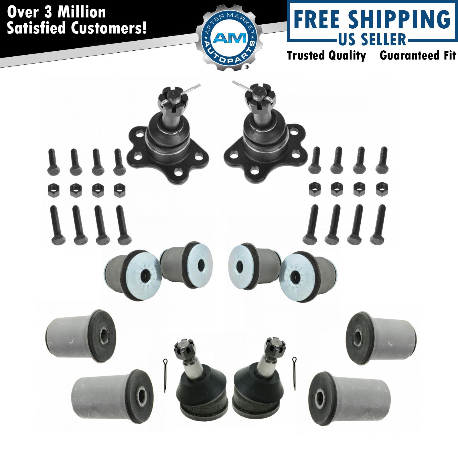 Front Upper & Lower Ball Joints & Control Arm Bushing Kit for GM Pickup Truck