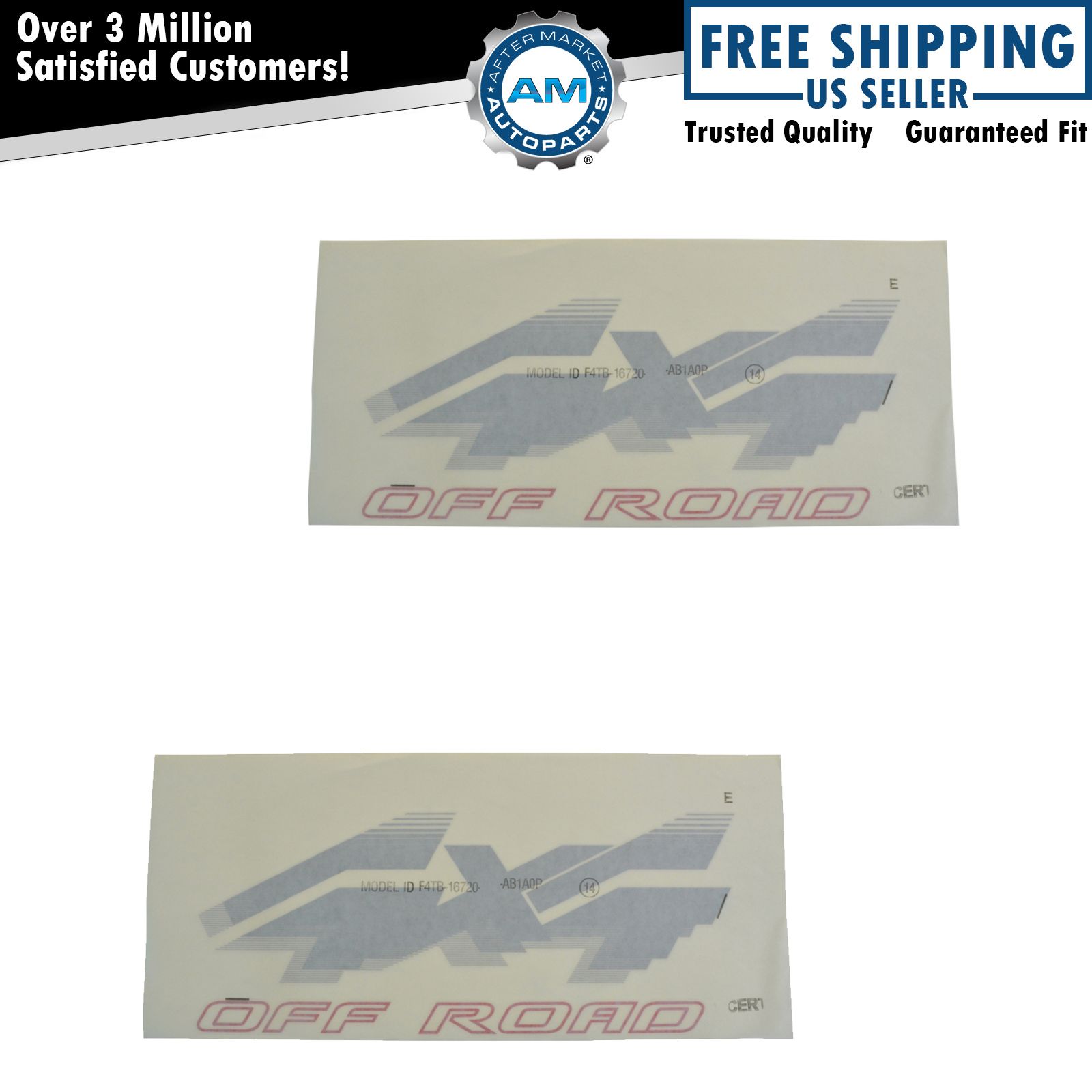 OEM 4x4 Off Road Bed Decal Red & Silver Pair Set of 2 for Ford Pickup Truck New