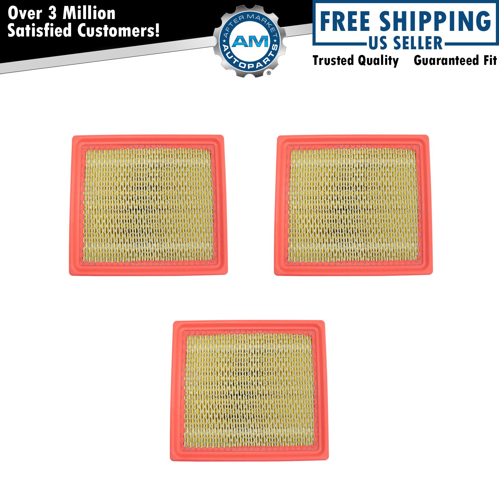 Ecogard 3 Piece Replacement Engine Air Filter Kit Set for Dodge Ram 2500 3500
