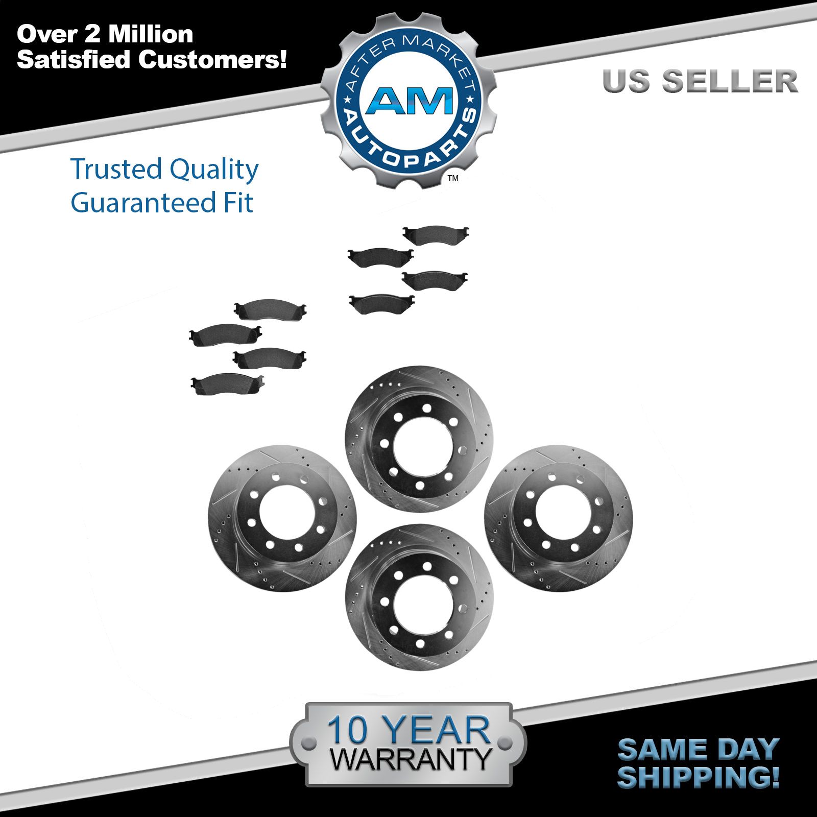 Both Left and Right 2016 For Ram 1500 Front Set Semi Metallic Brake Pads with 2 Years Manufacturer Warranty
