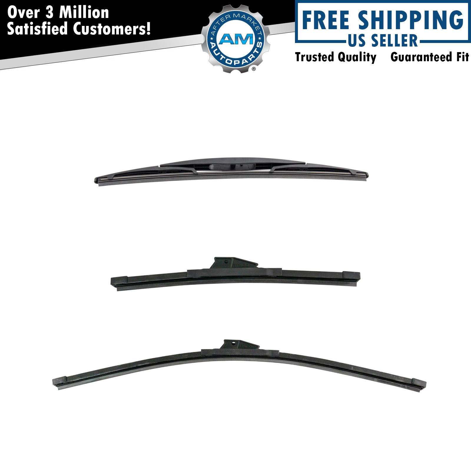 Trico Ice & Exact Fit Windshield Wiper Blade Front & Rear 3pc Set