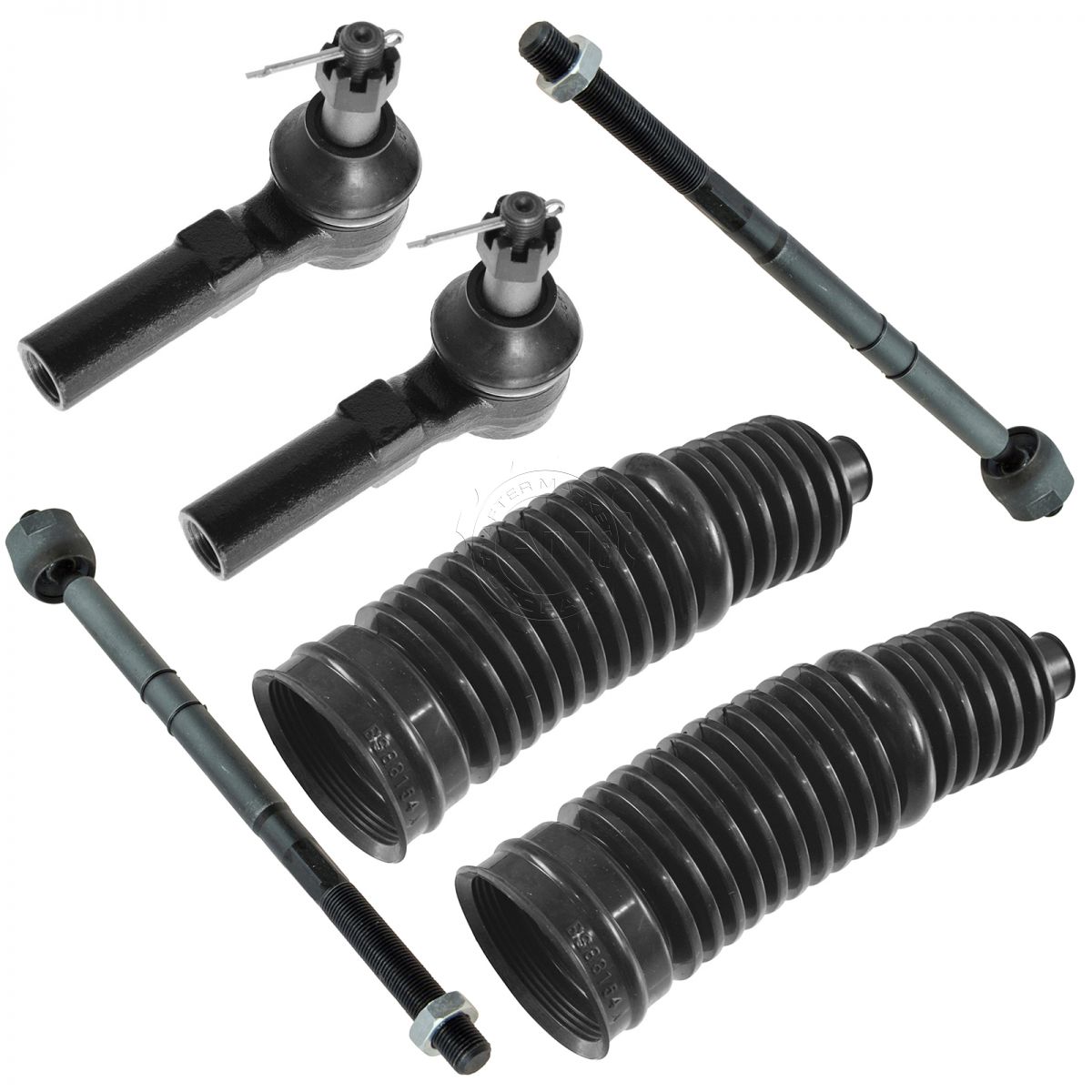 6 Piece Inner & Outer Tie Rods with Steering Rack Bellows Boots Kit for