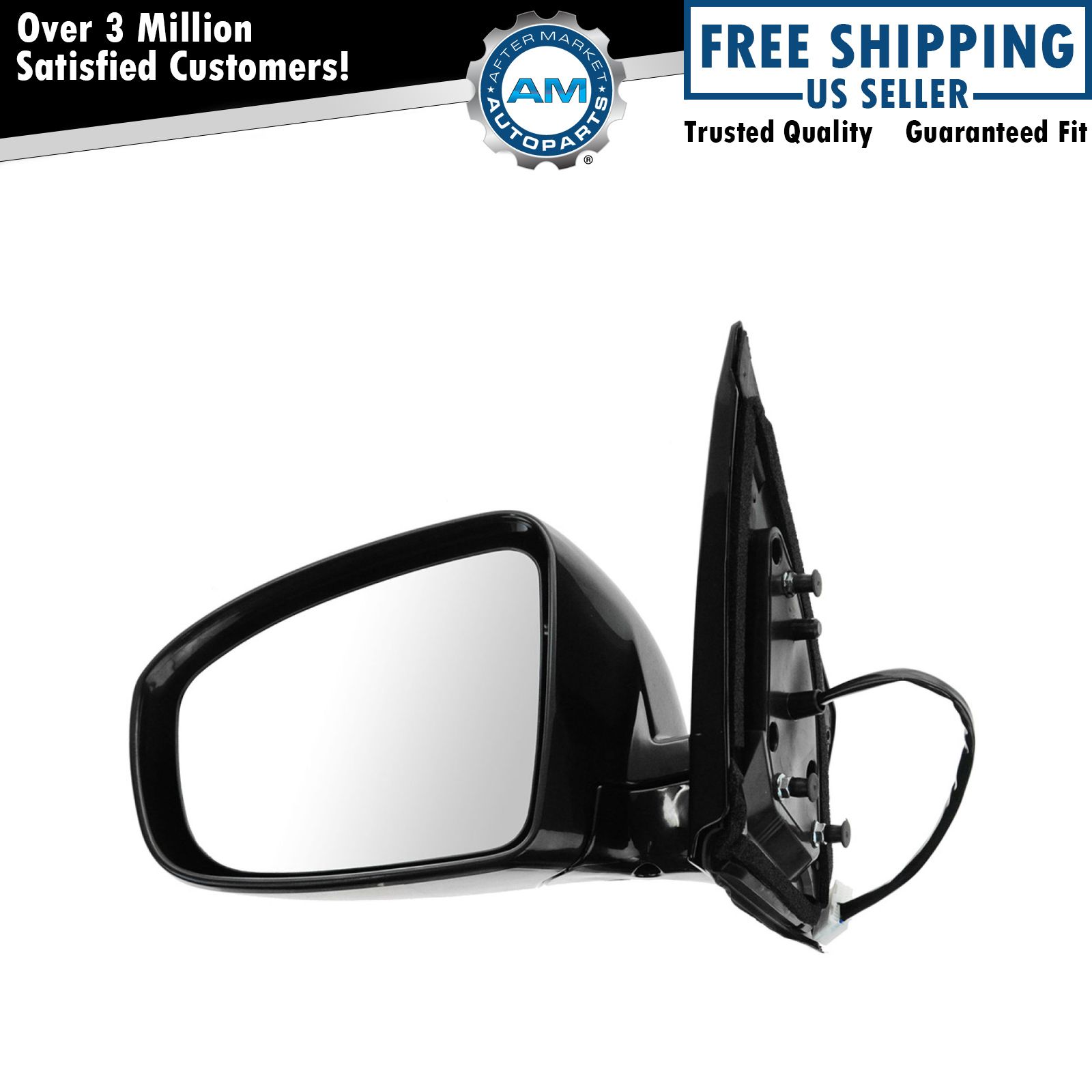 Mirror Power Heated Smooth Black Driver Side Left LH for 09-14 Nissan Murano