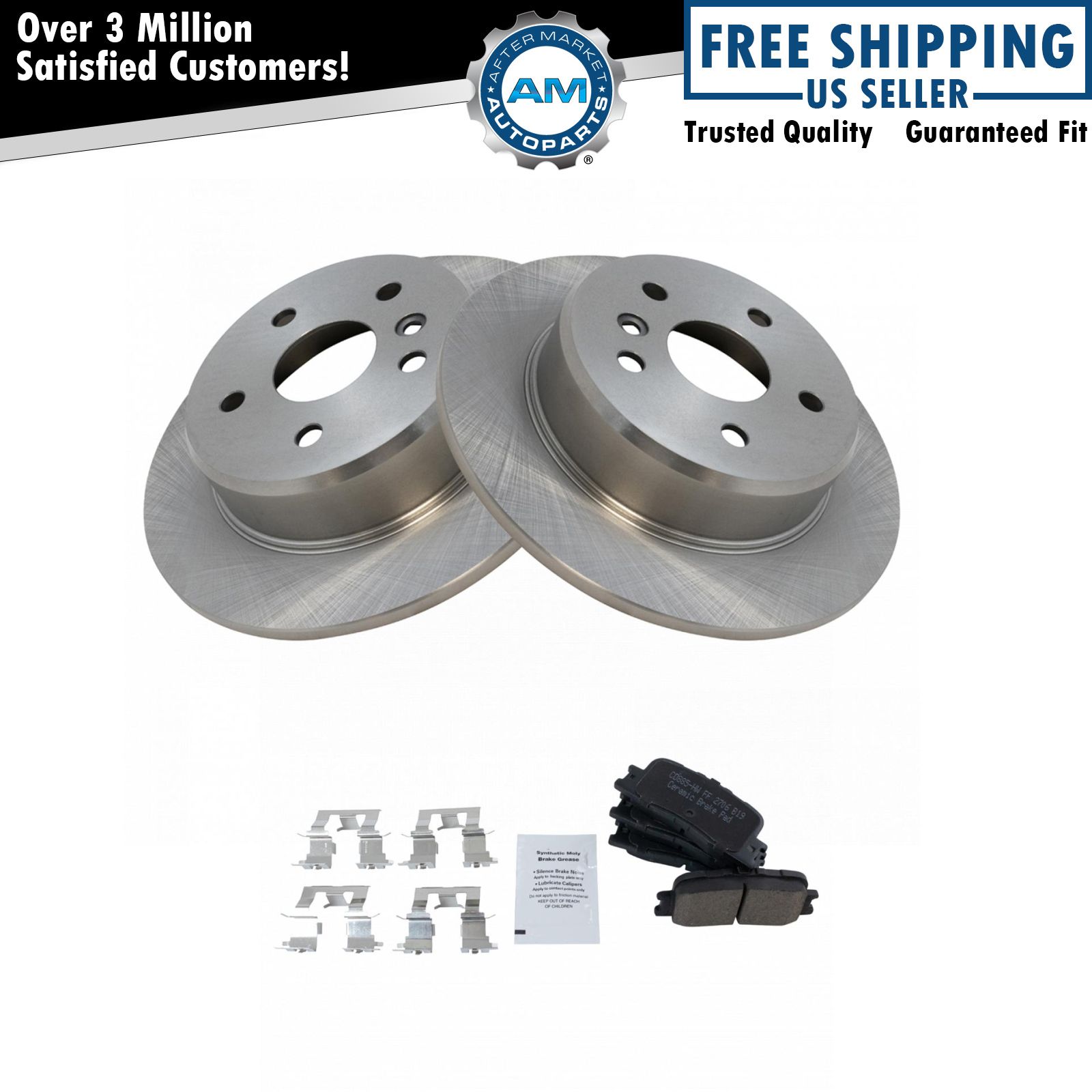 Rear Ceramic Brake Pad & 2 Rotors Kit for 01-03 Toyota Highlander AWD