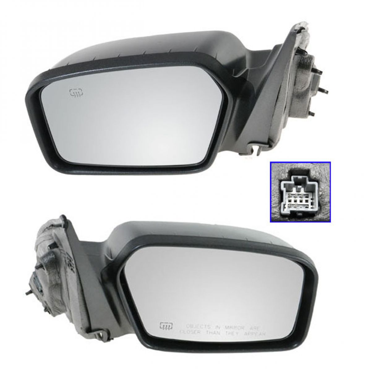 Heated Power Side Mirrors Smooth Black Pair Set Left LH Right RH for