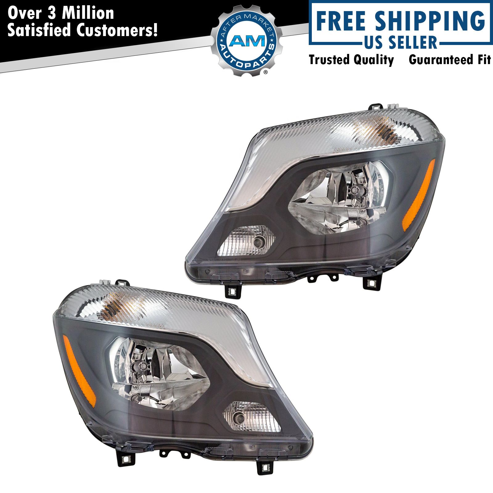 Halogen Headlight Lamp Assembly Left Right Pair for Mercedes Benz