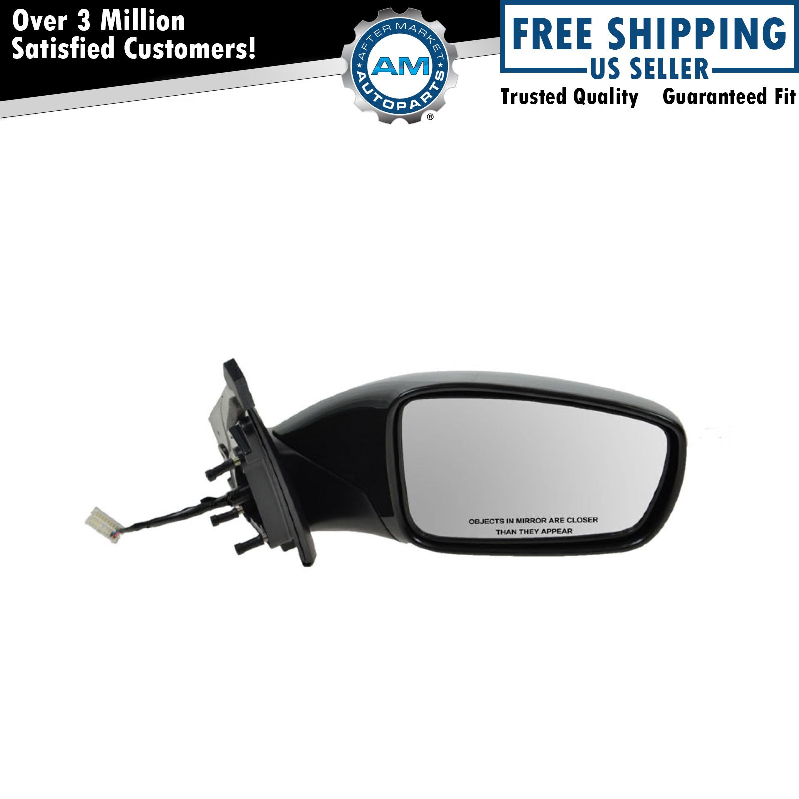 Side View  Mirror Power Smooth Black Passenger Right RH for 11-13 Sonata