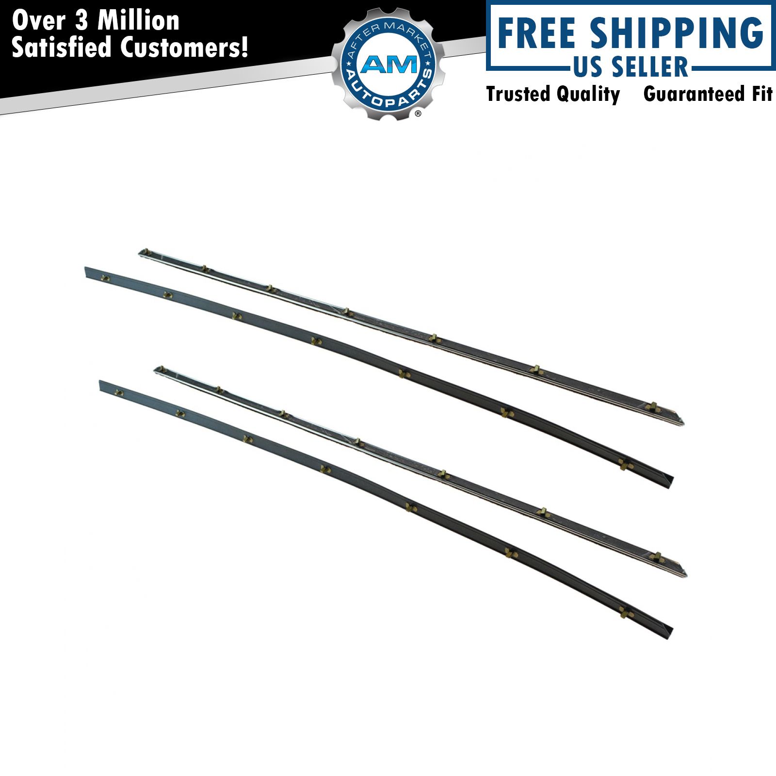 Window Sweep Inner Outer LH Left RH Right Set of 4 for 67-68 Ford Mustang