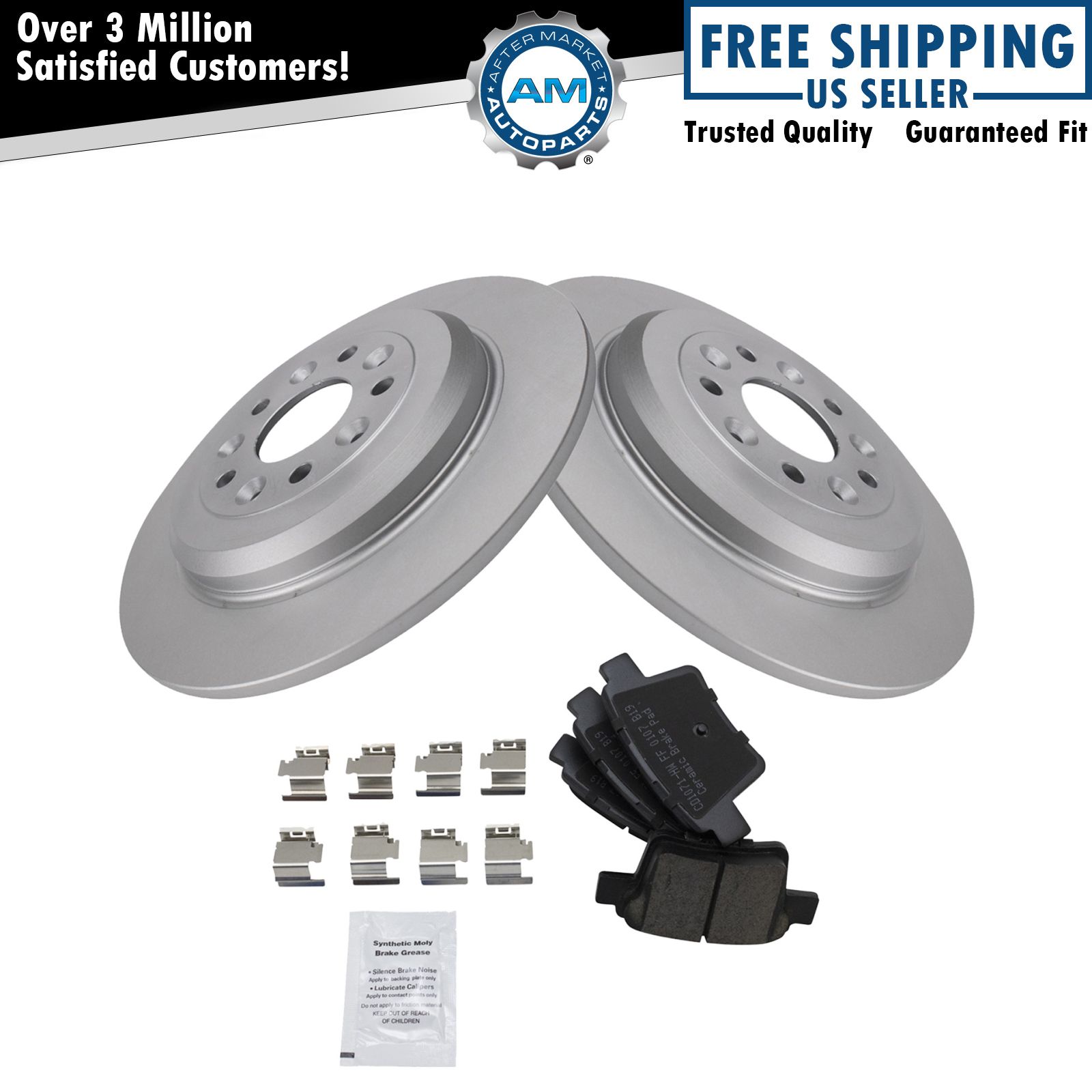 Rear Ceramic Brake Pad Coated Rotor Kit w/Fluids for Freestyle Taurus Sable