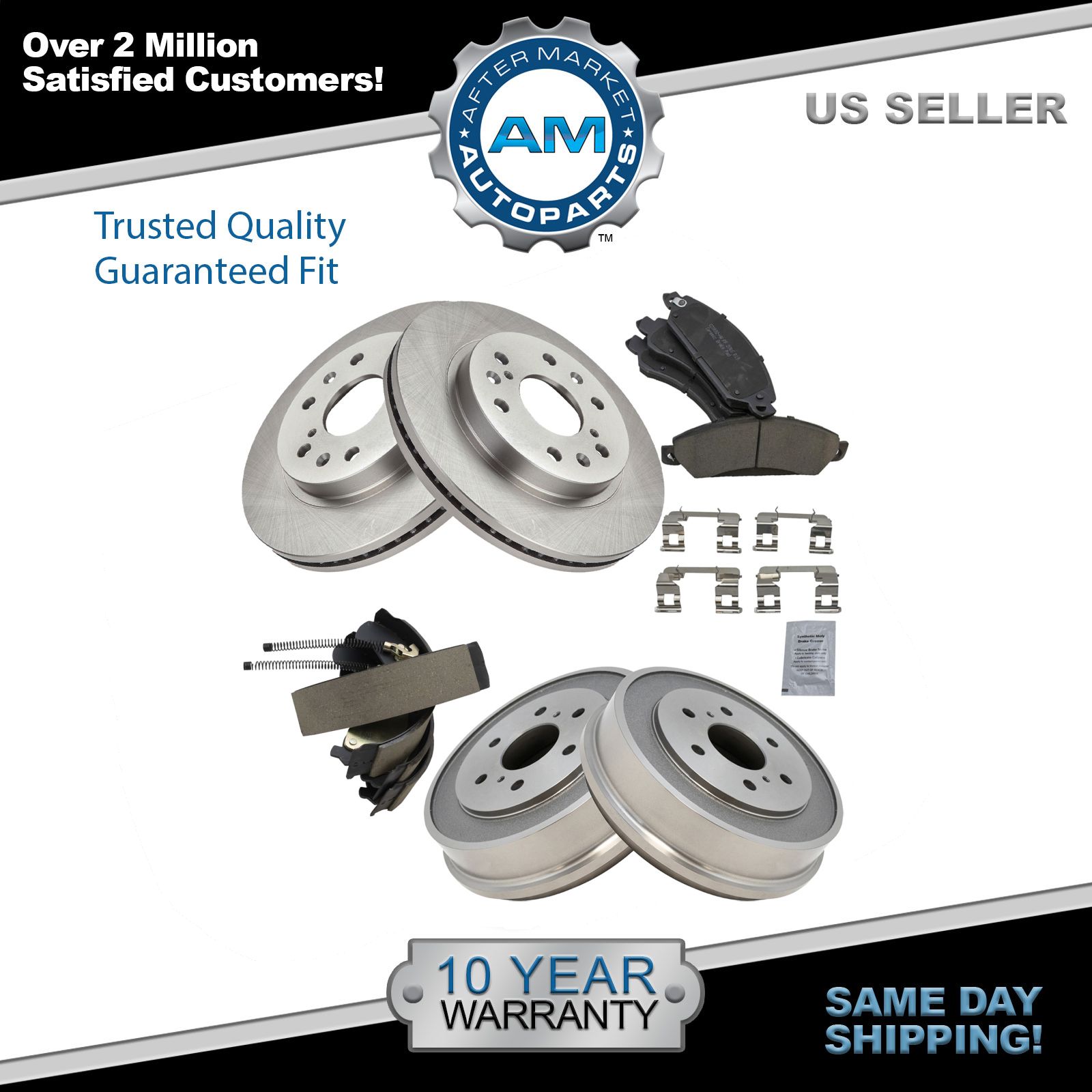 Front /& Rear Posi Metallic Disc Brake Pads Rotors Shoes /& Drum Kit Set for Civic