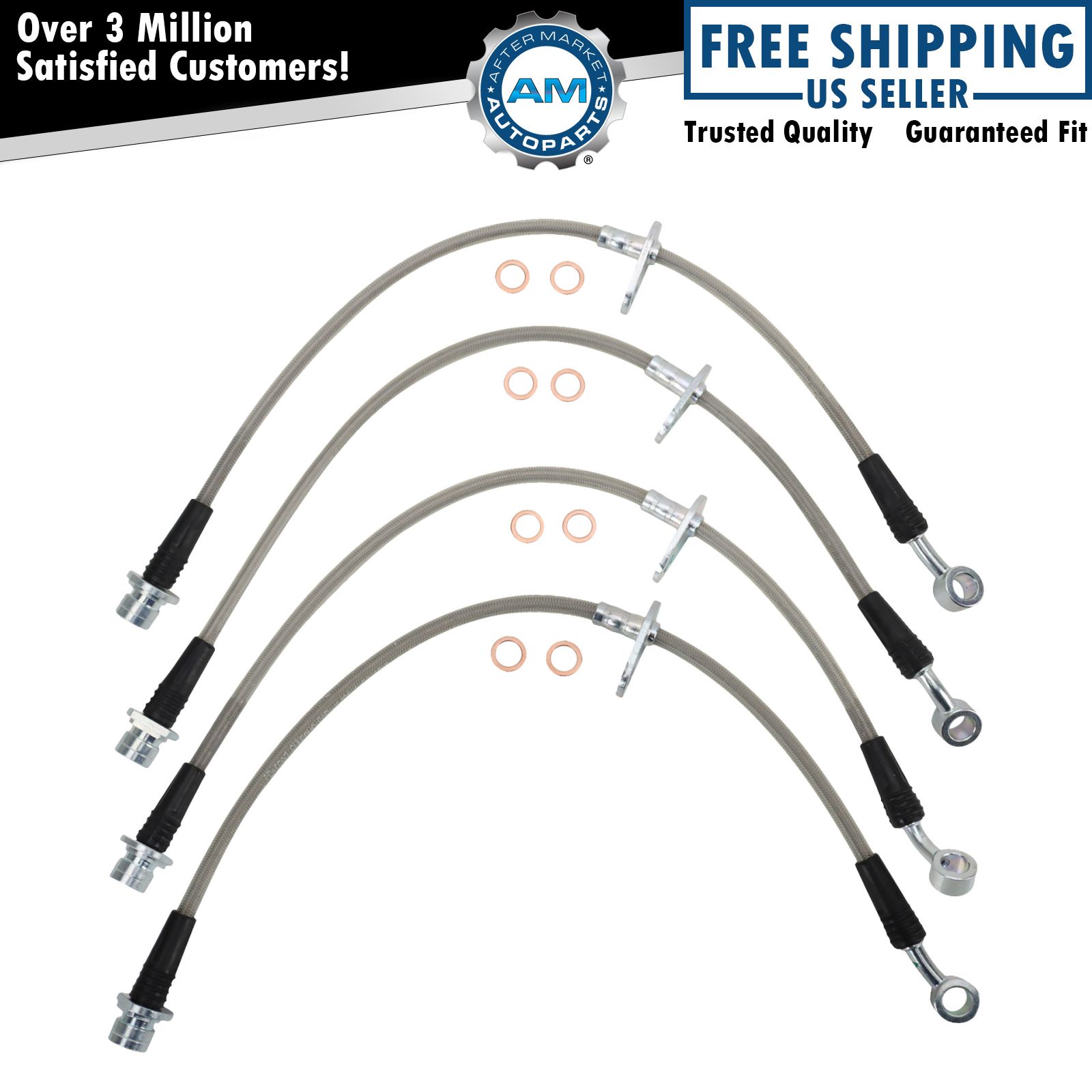 Stainless Steel Brake Hose Set Fits 2003-2007 Honda Accord