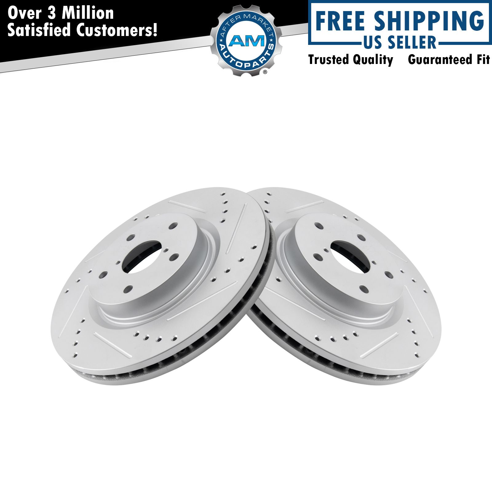 Performance Front Drilled Slotted Coated Brake Rotor Set for Subaru