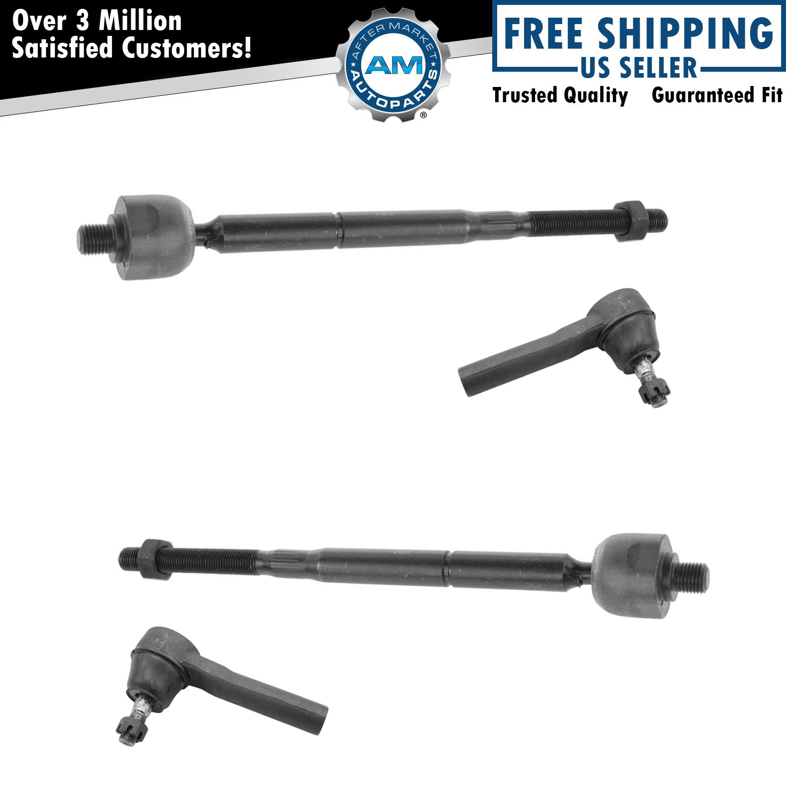 Tie Rod Ends Front Inner & Outer Kit Set of 4 for Town & Country Grand