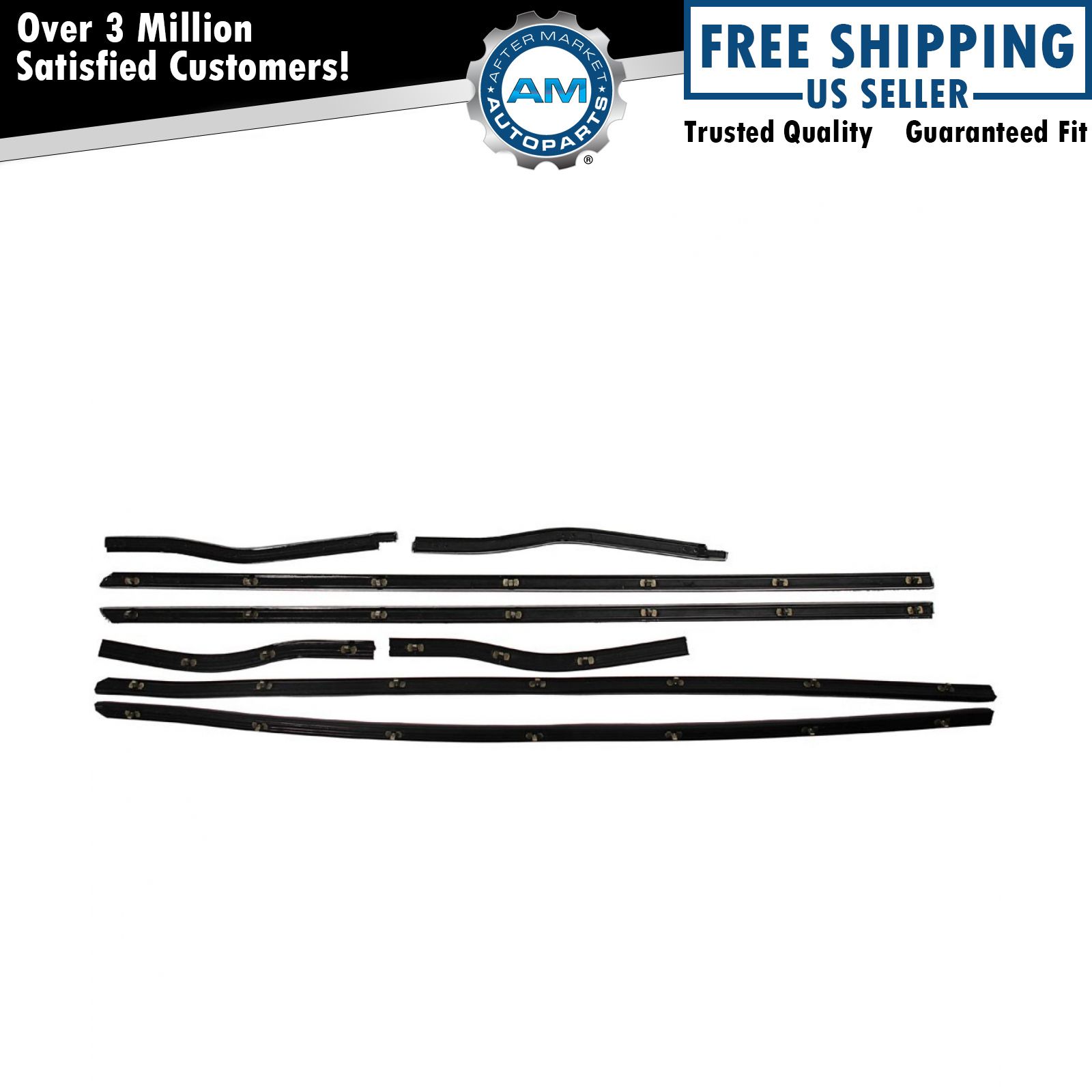 Window Sweep Weatherstrip Inner Outer 8 Piece Set Kit for 67-68 Ford Mustang New