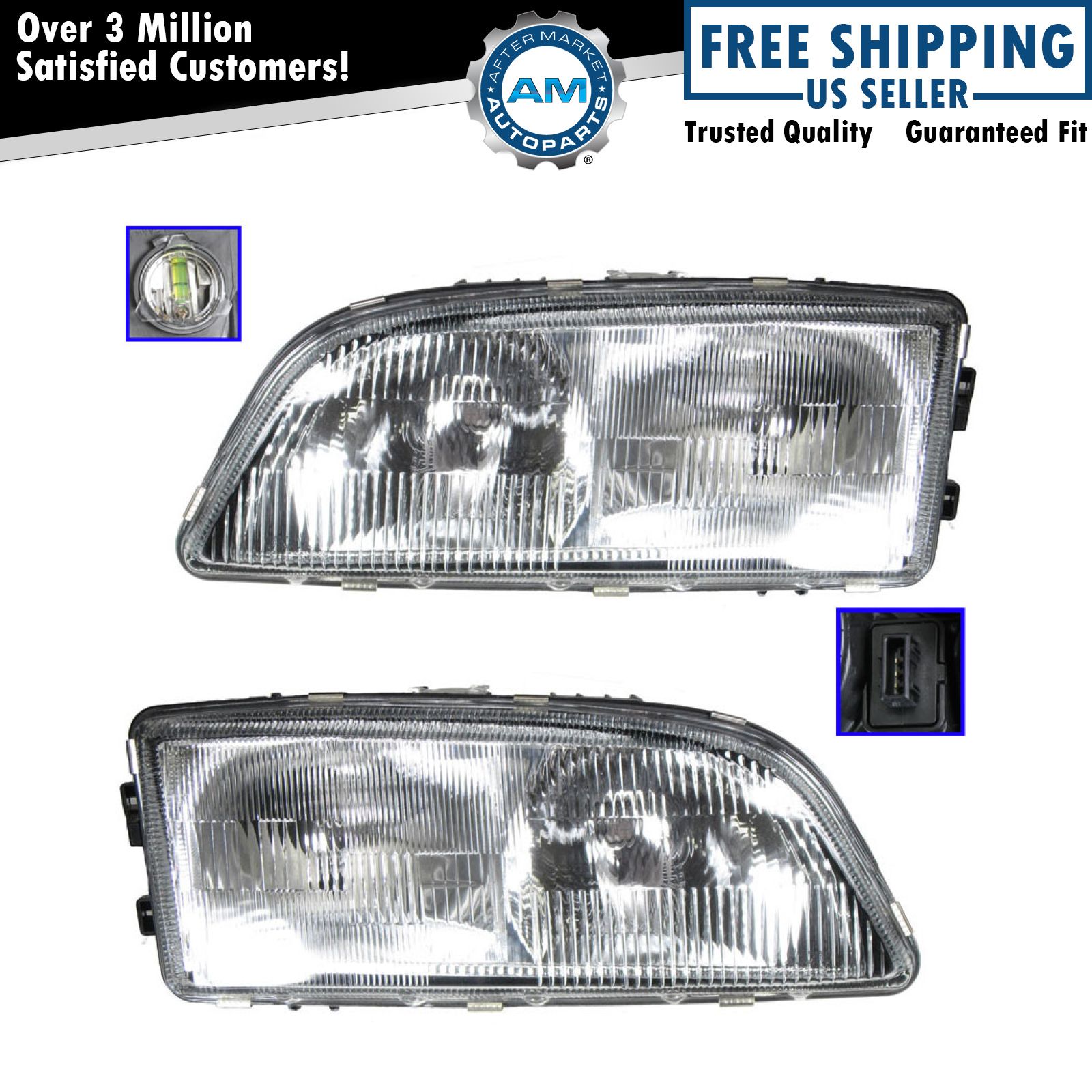 Headlight Headlamp Left & Right Pair Set for 98-02 Volvo C70 S70 V70 | eBay