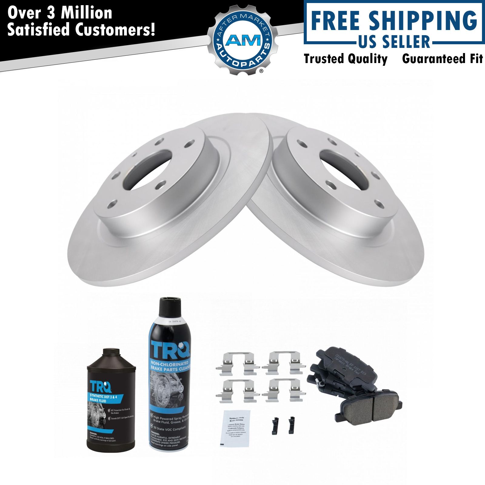 Rear Premium Ceramic Brake Pad & Coated Rotor Kit w/Chemicals for Mazda 6