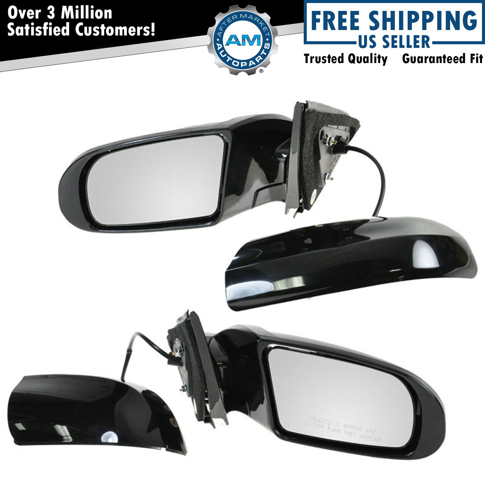 Side View Mirrors Power Gloss Black LH & RH Pair Set for 09-14 Nissan Maxima