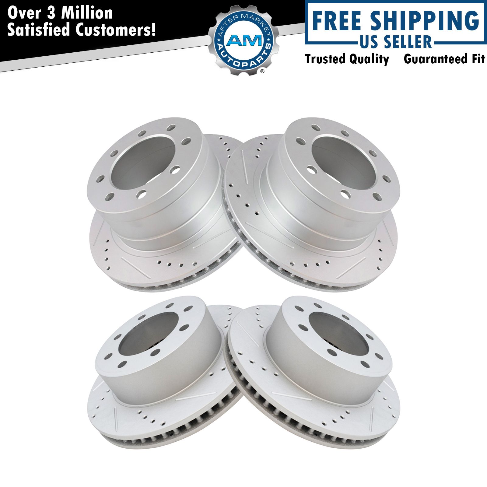 4pc Front & Rear Performance Drilled & Slotted G-Coated Disc Brake Rotor Kit
