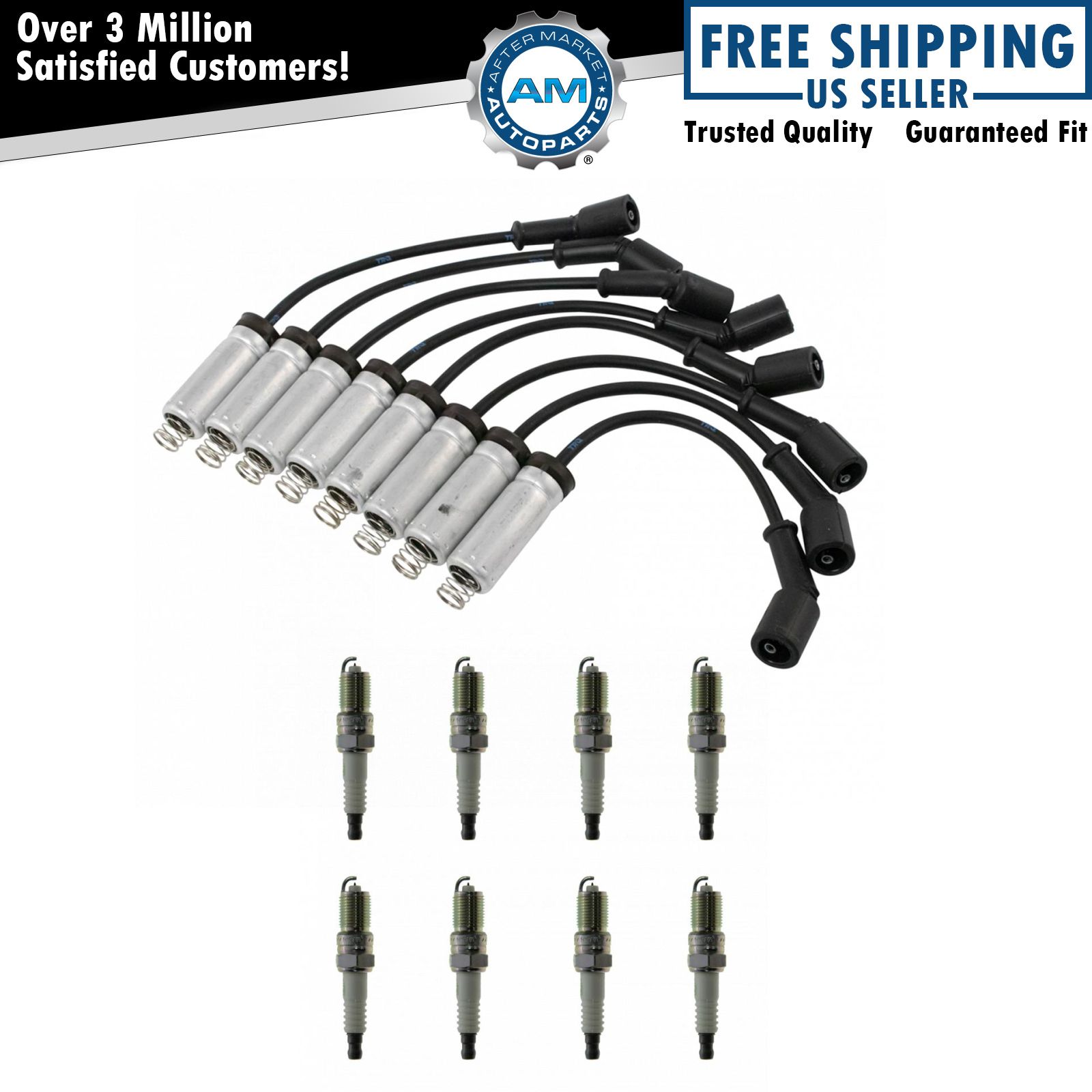 Engine Spark Plug & Wire Set Kit Direct Fit for Chevy Silverado GMC