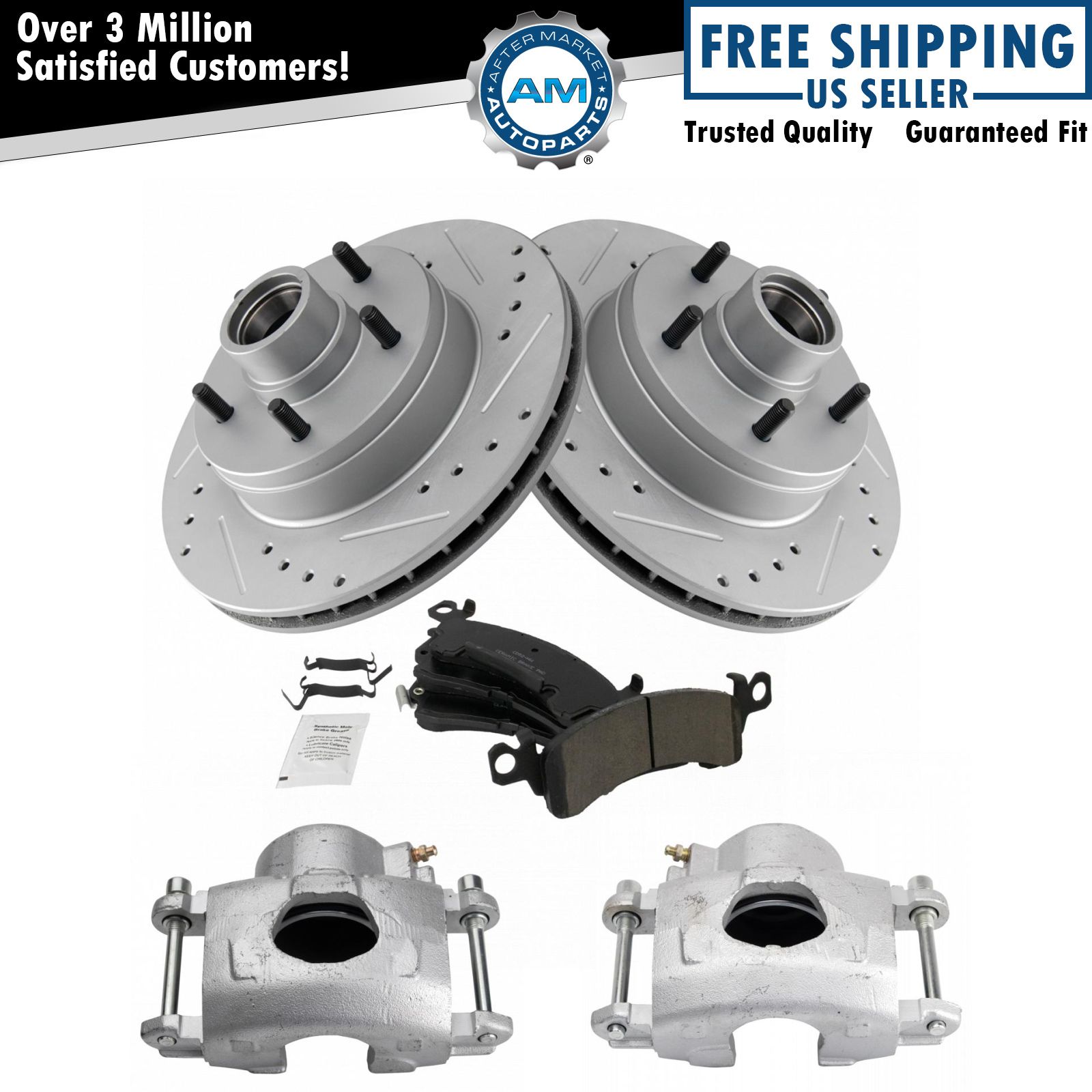 Front Ceramic Pads Performance Rotors & Caliper Kit for Buick Cadillac Chevy