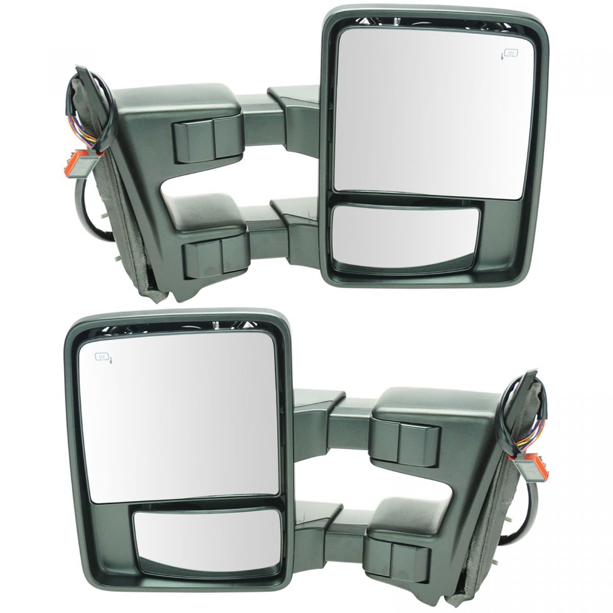 Towing Mirror Power Folding Telescoping Heated Smoked Signal Pair for