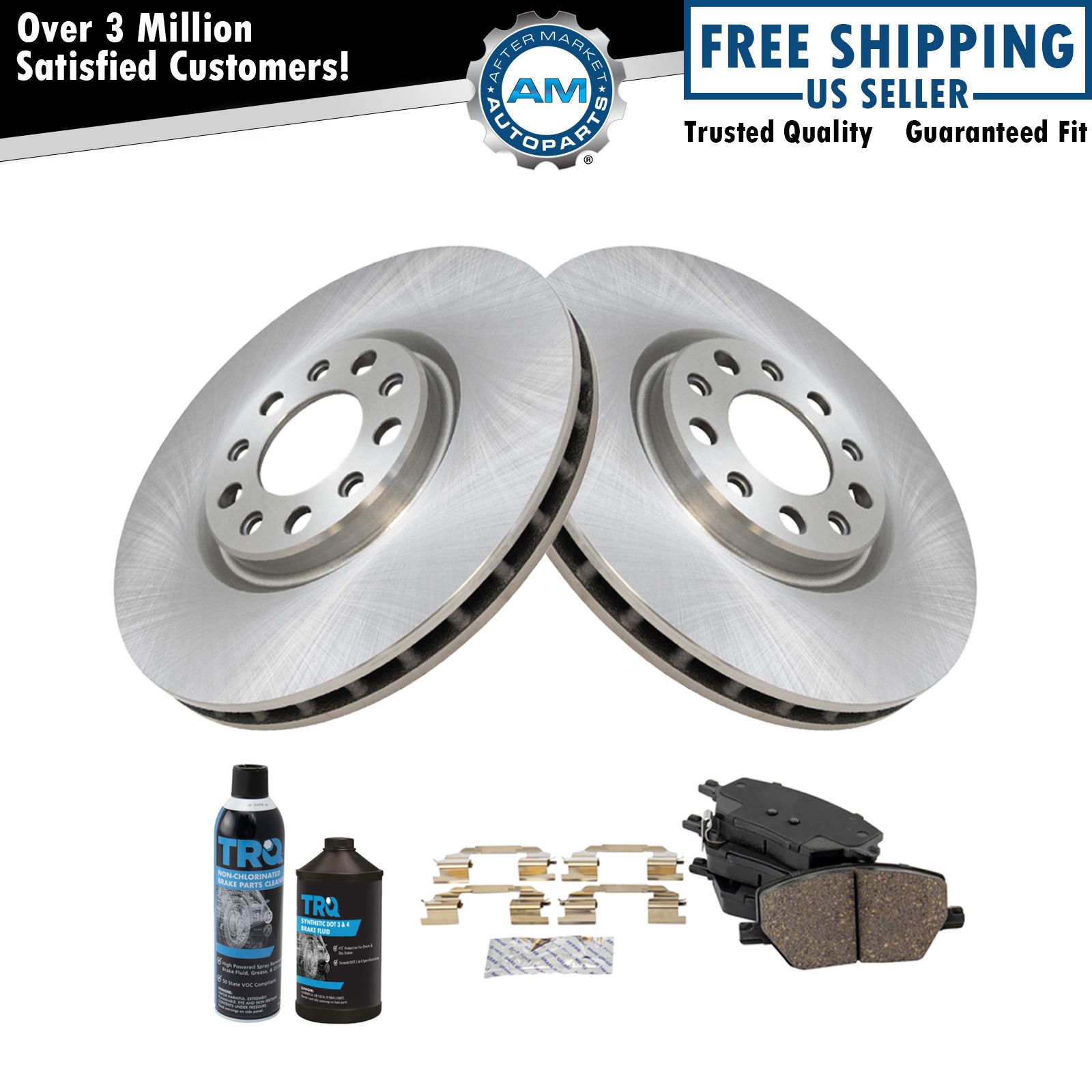 Front Ceramic Brake Pad & Rotor Kit w/Chemicals for 500X Compass Renegade