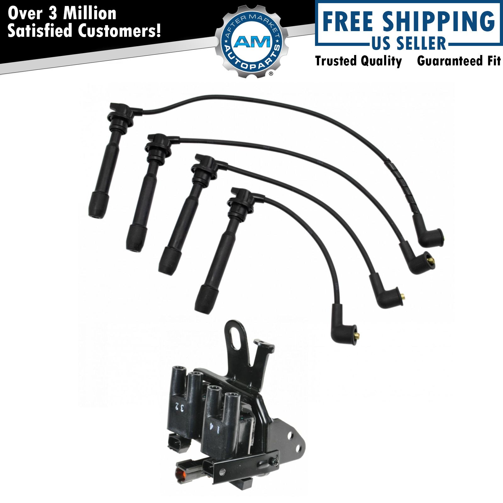 Ignition Coil & Spark Plug Wire Kit Set for Hyundai Elantra New
