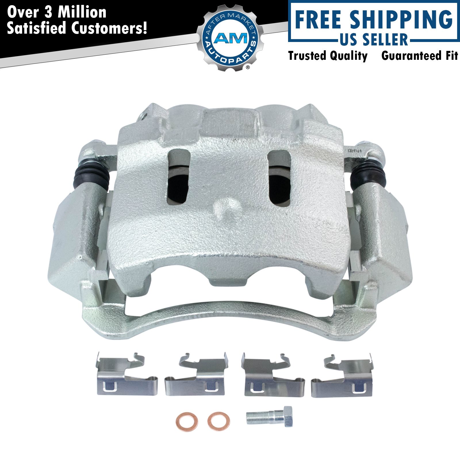 thumbnail image 2 of AM Autoparts New Left Front Disc Brake Caliper For Ford F250, F350, Excursion - Floating, W/ Bracket, 2-Piston - 10-Year Warranty 2 of 3