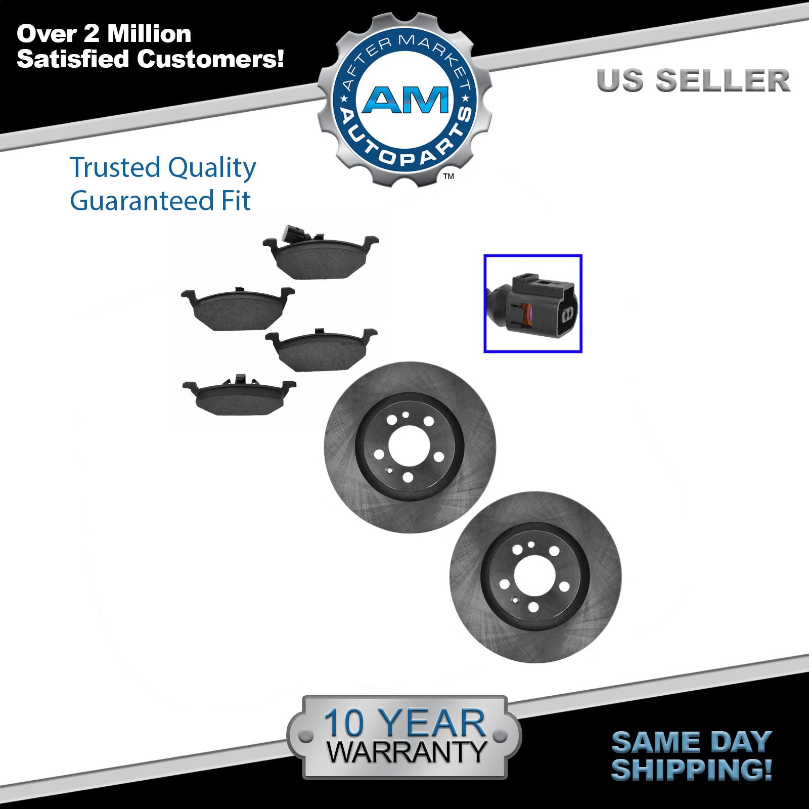 Vented Front Disc Brake Rotor Pair Set for VW Beetle Jetta
