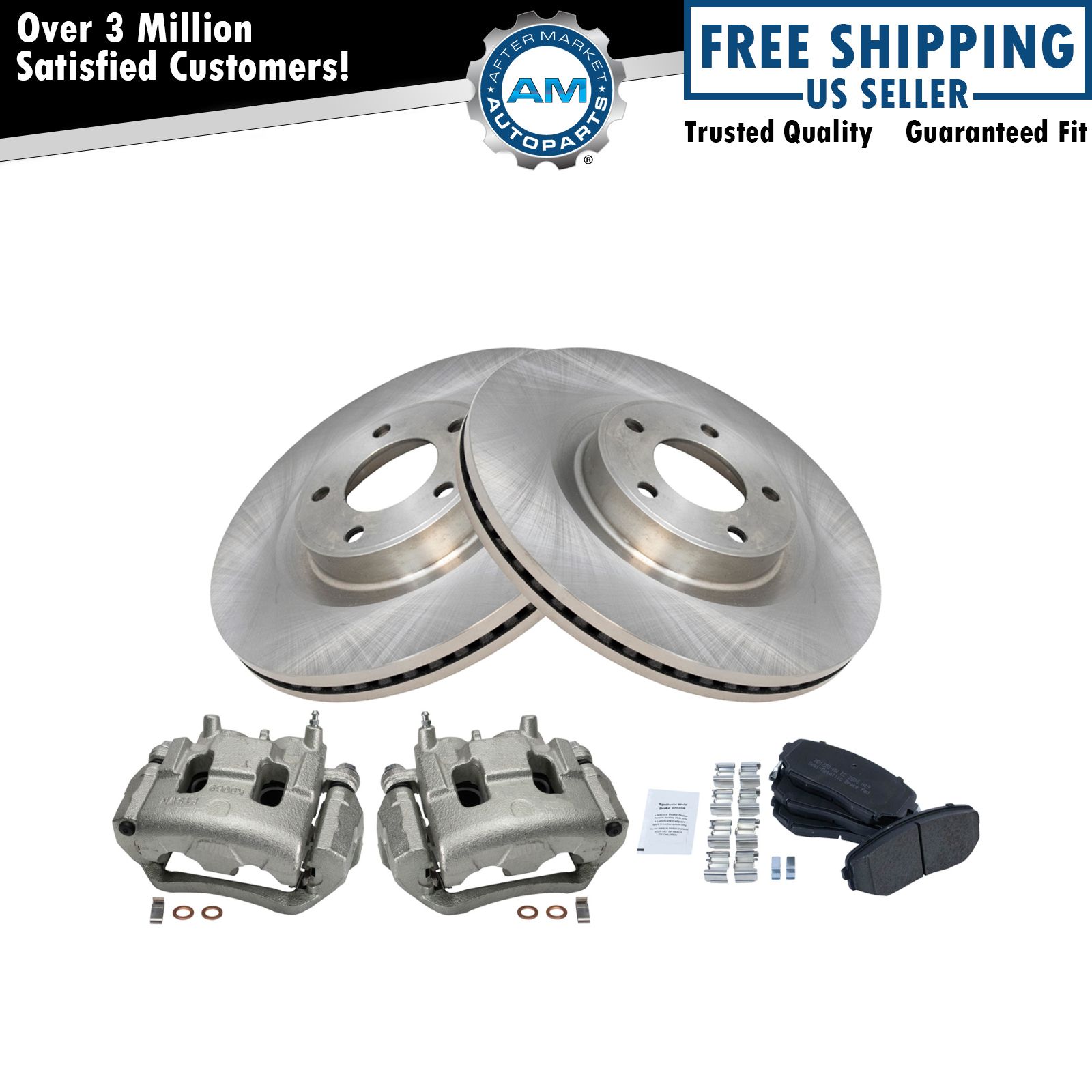 Front Brake Calipers Pads & Rotors Fits 2007-2014 Ford Edge 2007-15 Lincoln MKX