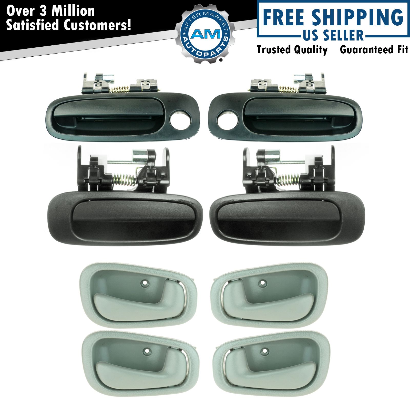 Door Handles Outer Exterior Inner Interior Kit Set of 8