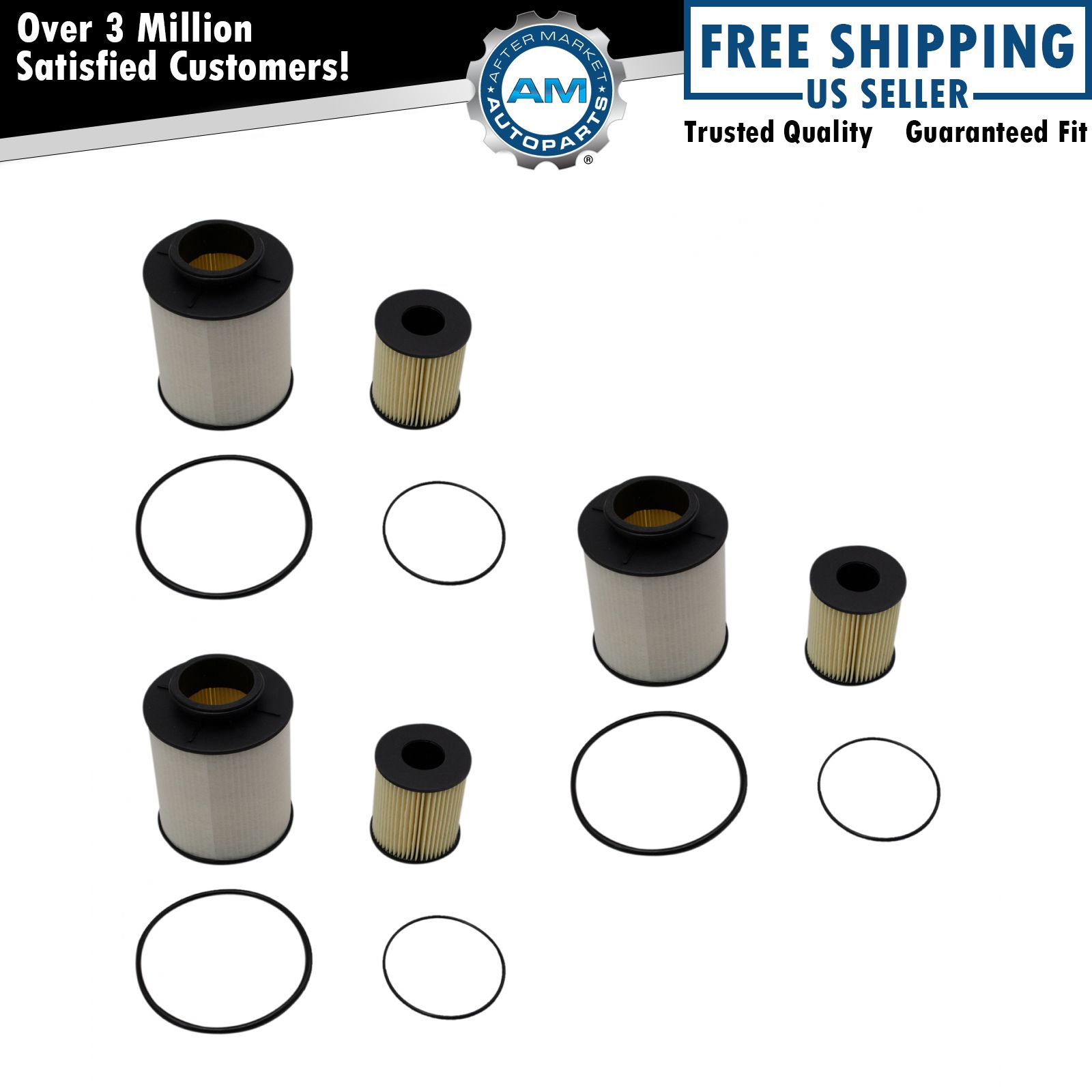 Ecogard 3 Piece Replacement Inline Cartridge Fuel Filter Kit for Ford Super Duty