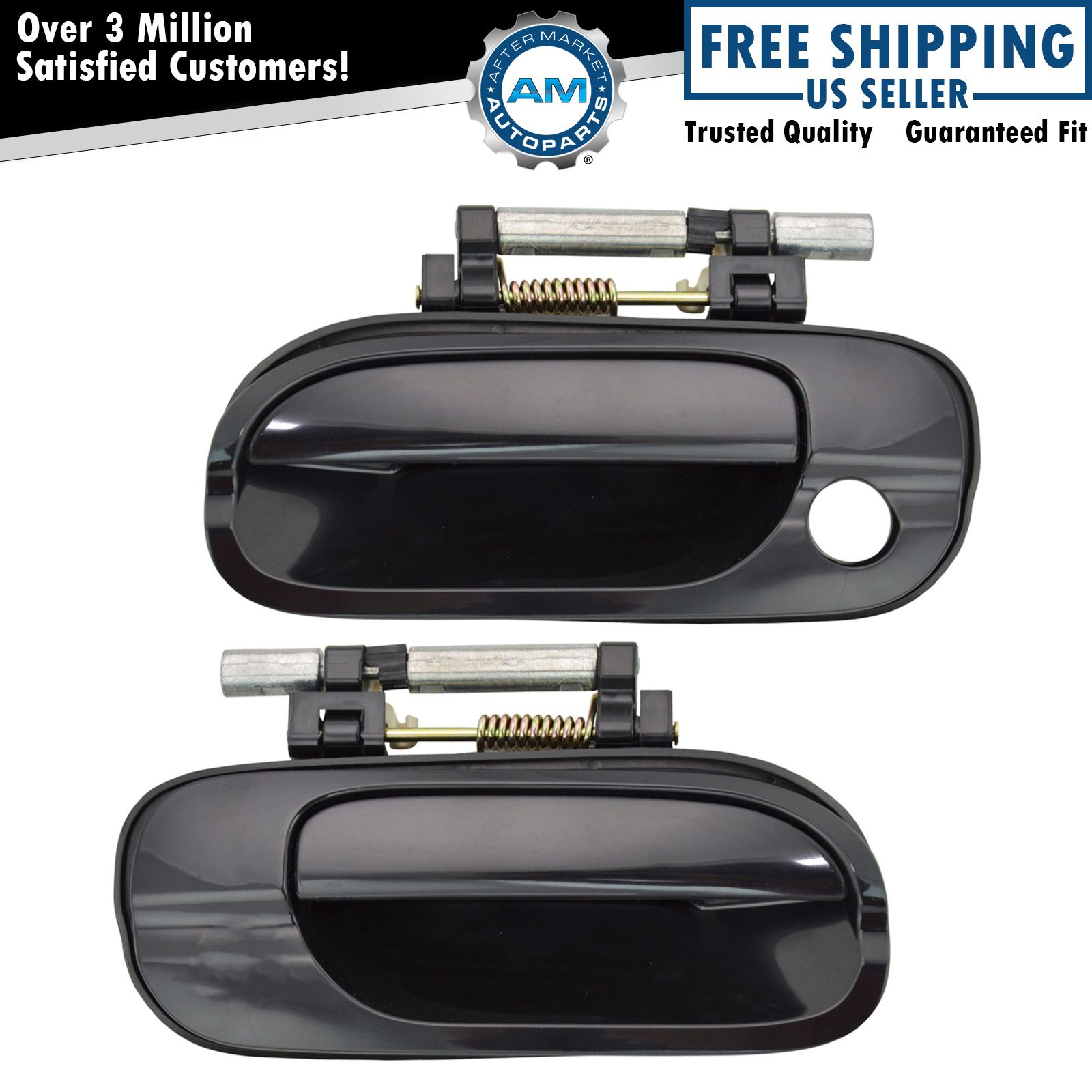 Door Handle Smooth Black Front Outer Pair Set for 0006 Nissan Sentra