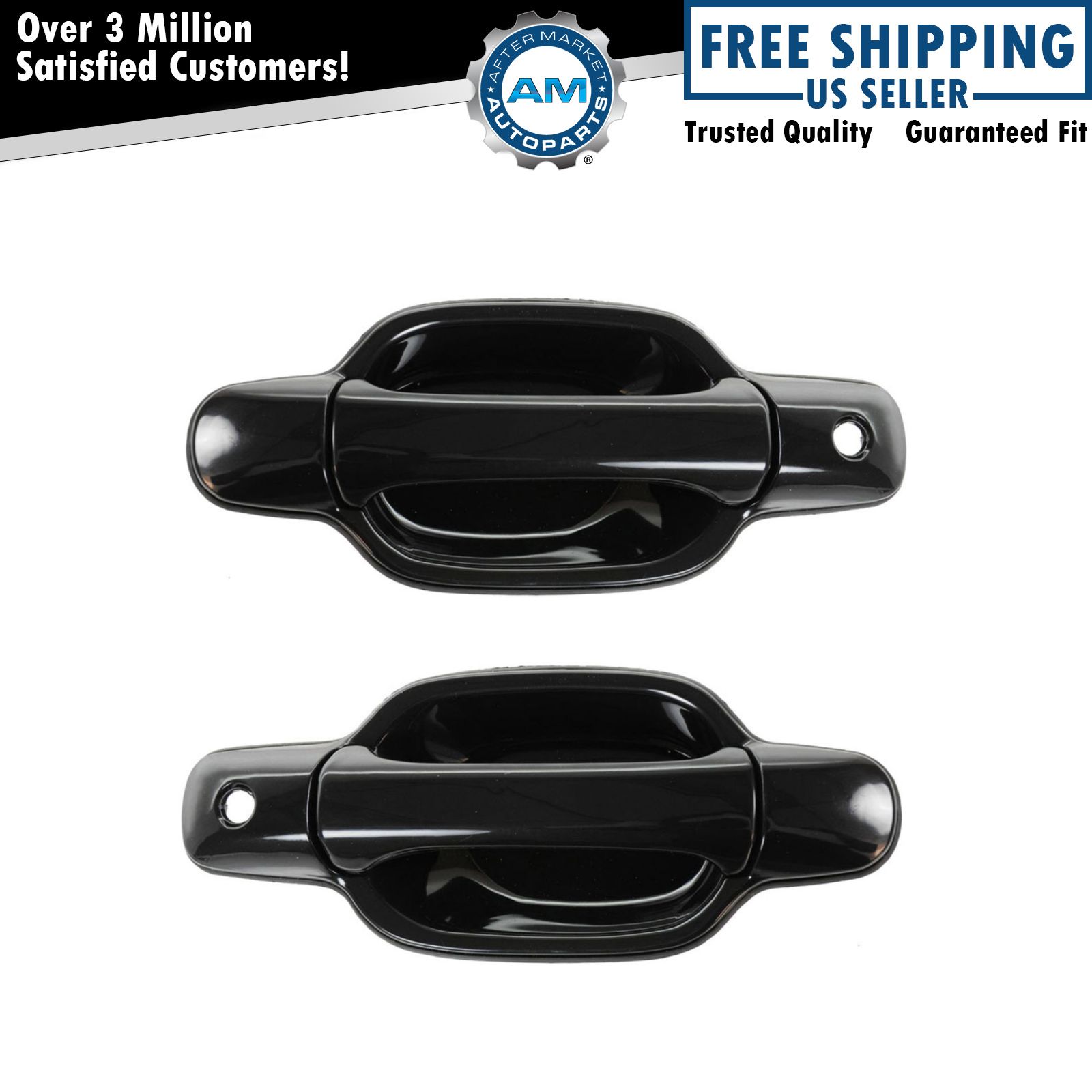 Door Handle Exterior Outside Smooth Black LH RH PAIR for 04-11 Colorado