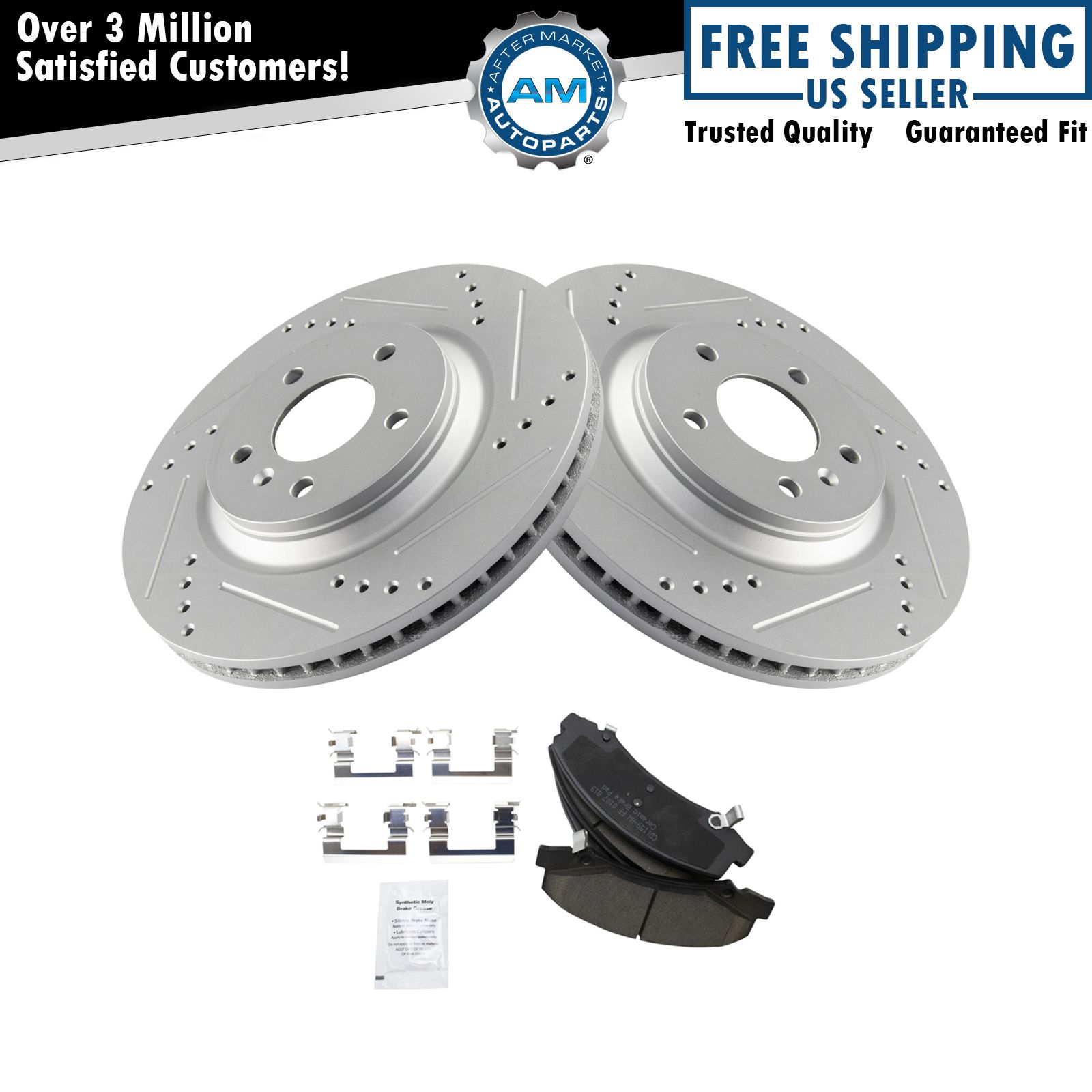 Buick Brake Rotor Cross Drilled & Slotted Pair Zinc Coated Performance