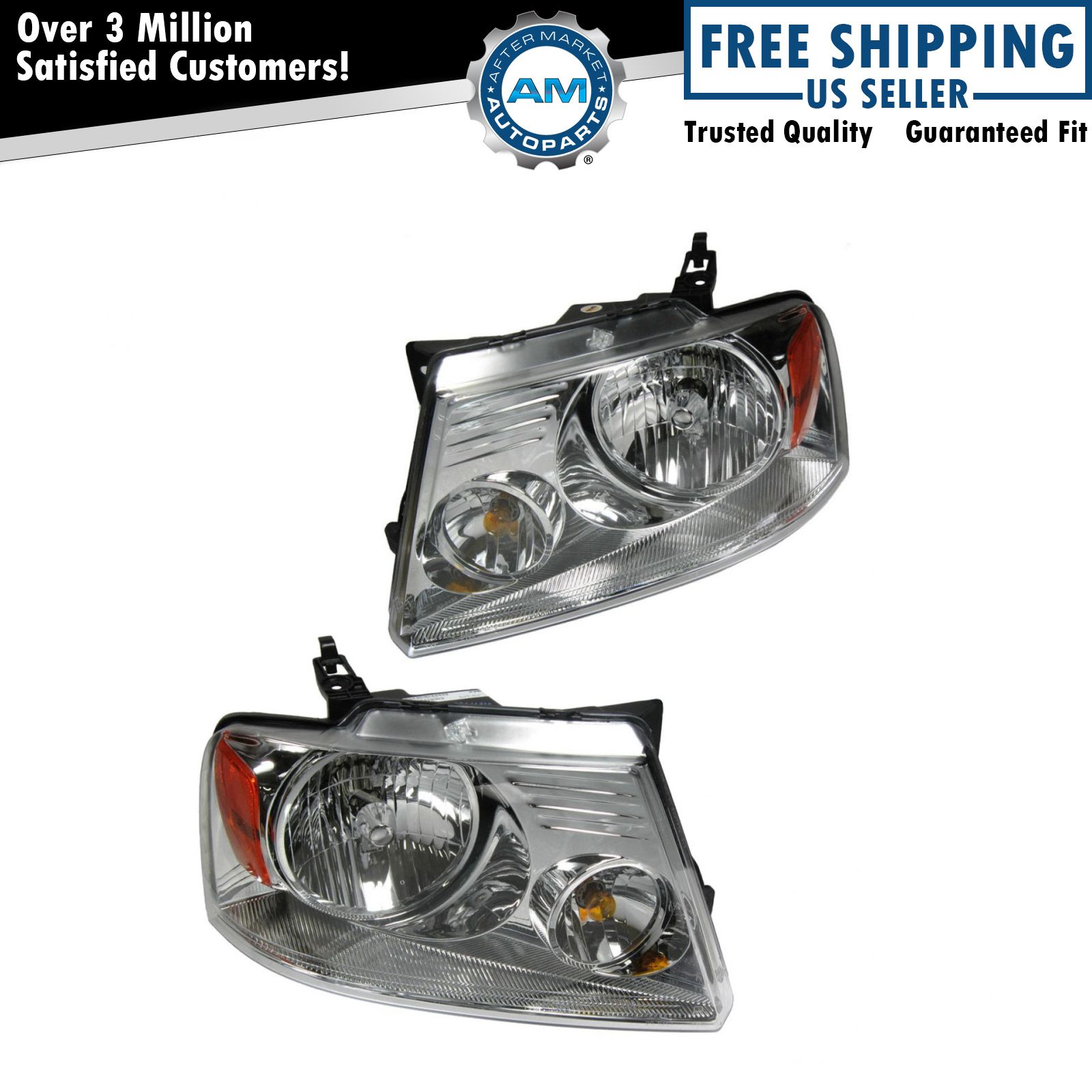 Headlights Headlamps Left & Right Set Pair For 2004-2008 Ford F-150 F150