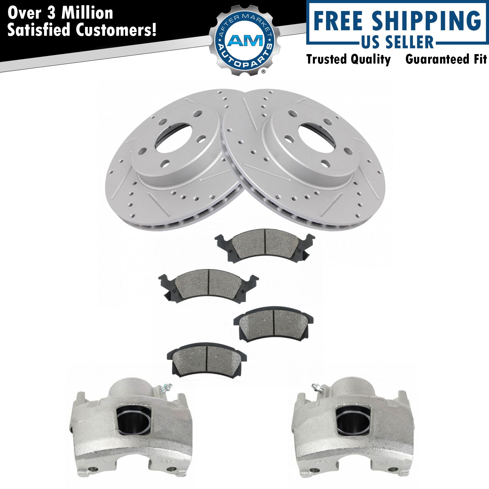 Front Ceramic Pads Performance Rotors & Caliper Kit for Buick Chevy Olds