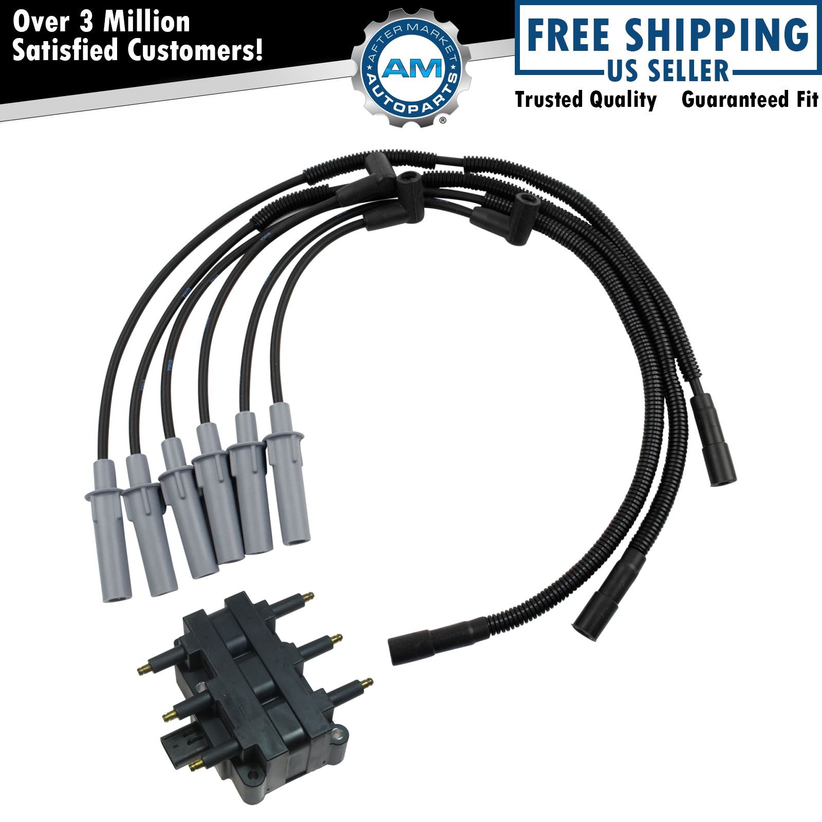 Engine Ignition Coil Pack & Spark Plug Wire Set for Jeep Wrangler V6 3.8L